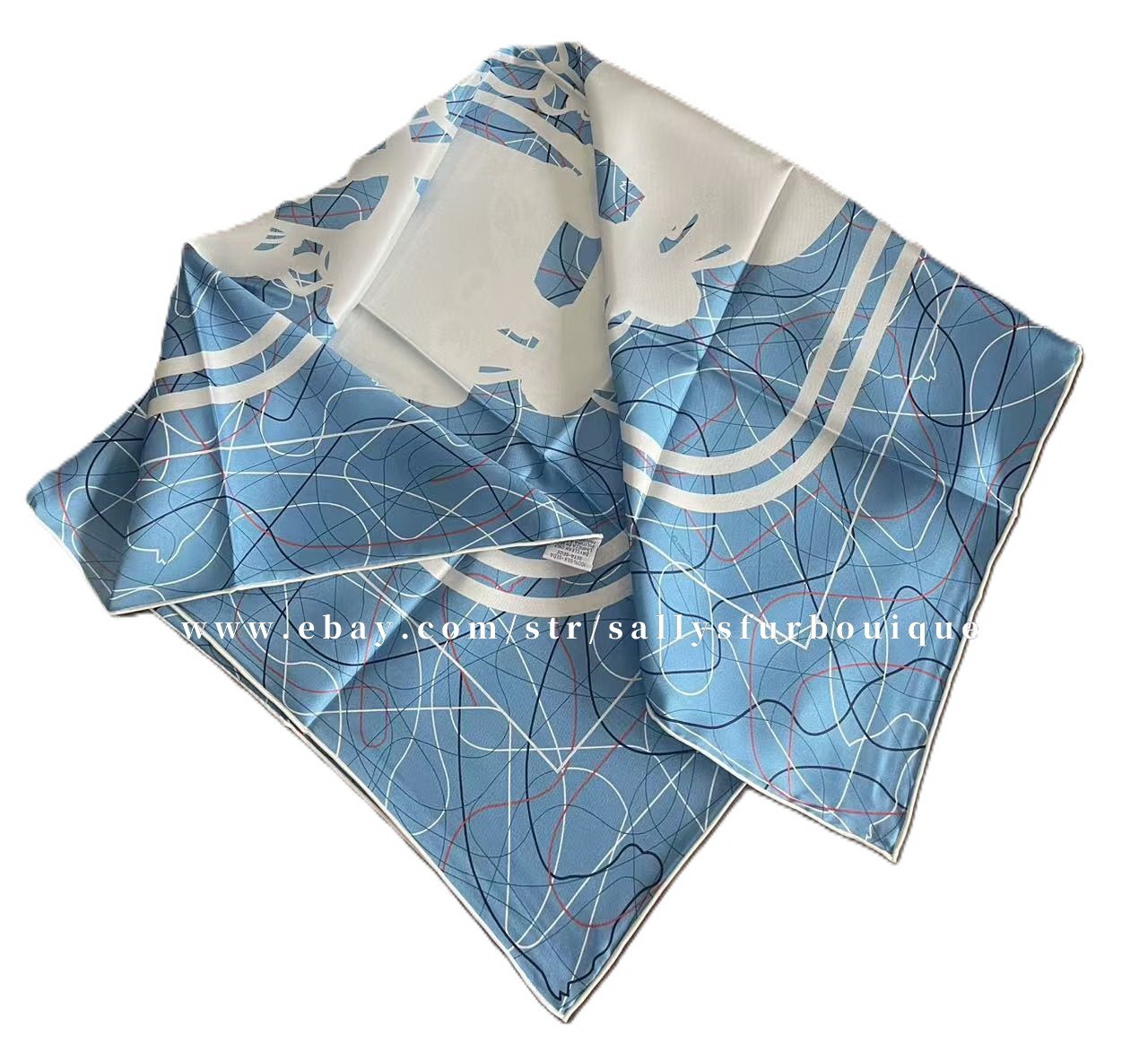 Sallys 18 Momme Heavy Twill Silk Saddle Print Wrap Scarf Double Face Shawl 90cm