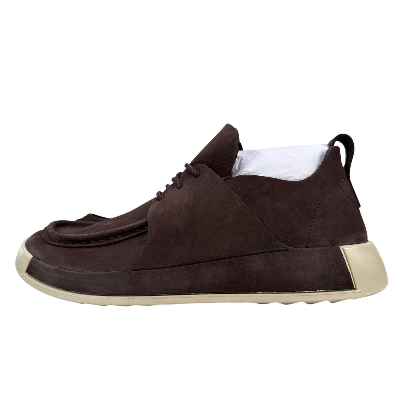 Ecco Cozmo Moccasin 2ND Mens 10-10.5 EU 44 Brown Nubuck Leather Mocha Lace up