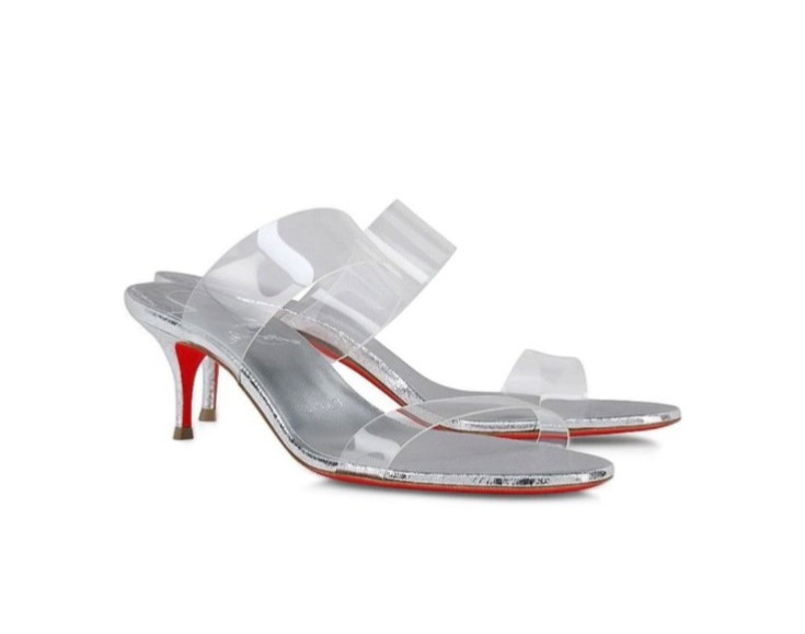 CHRISTIAN LOUBOUTIN 55mm Just Nothing Clear Slide silver heels size 39