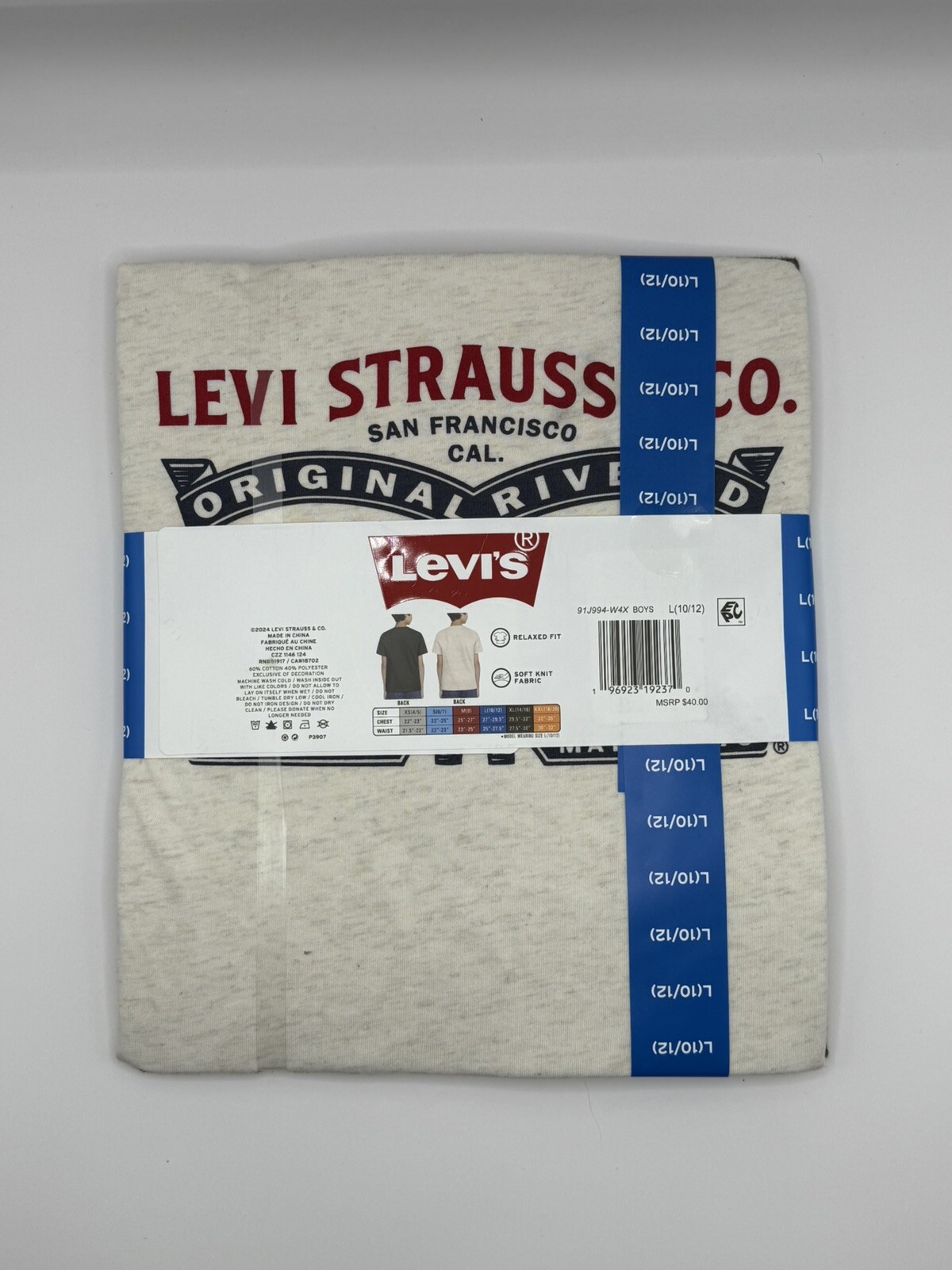 Levi’s Boys 2 Pack Comfortable Ribbed Crewneck Breathable Short-Sleeve Tees -L-