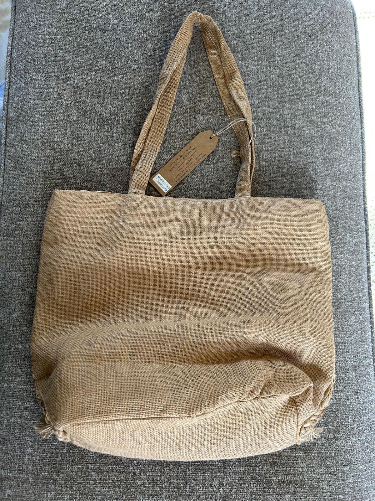 NWT SALT + UMBER Isla Jute Seashell Tote Bag Shells Natural Fringe Beach Tote
