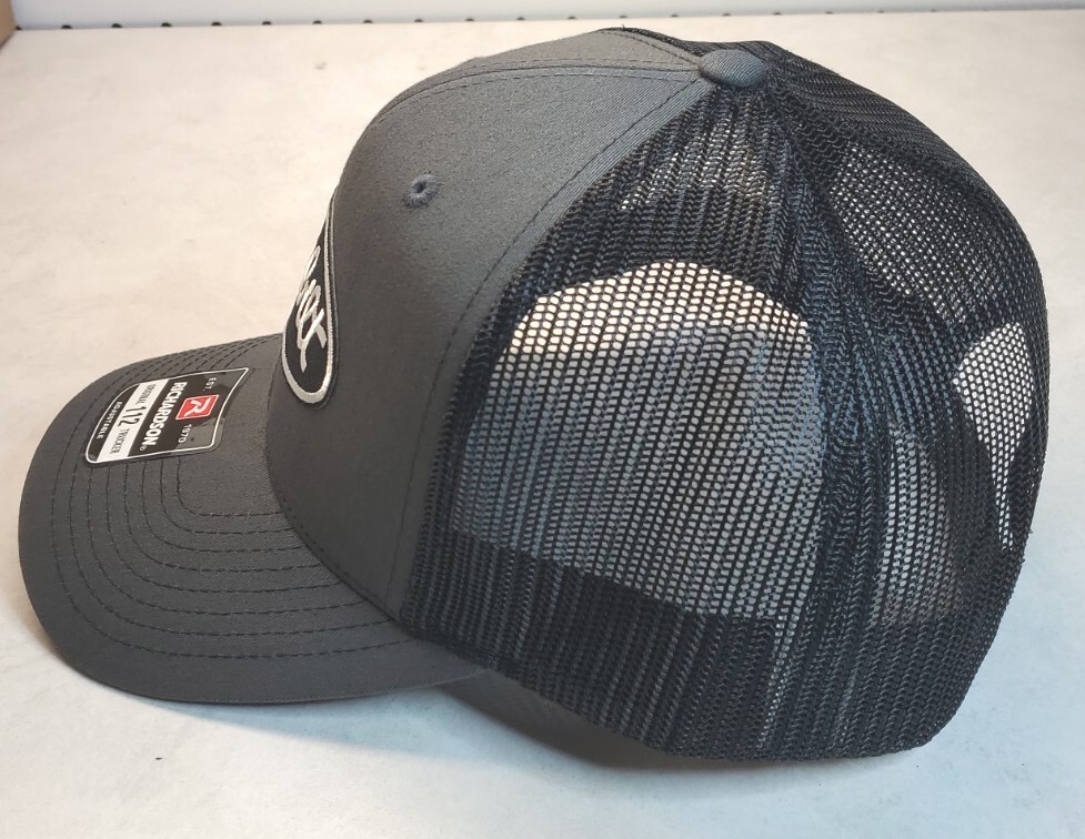 Peterbilt Black Patch on Richardson 112 Trucker Hat Snapback Charcoal/Black
