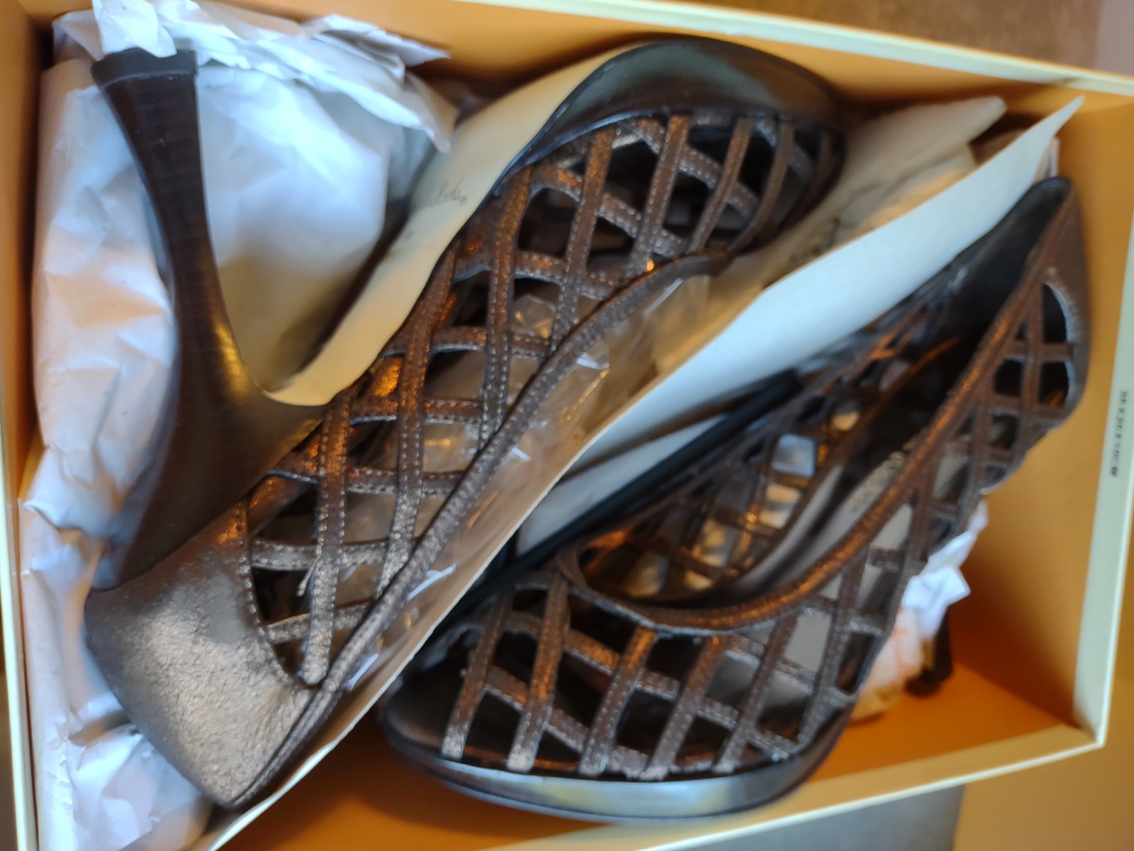Gabriella Rocha Lattice Heels Bronze suede Size 8