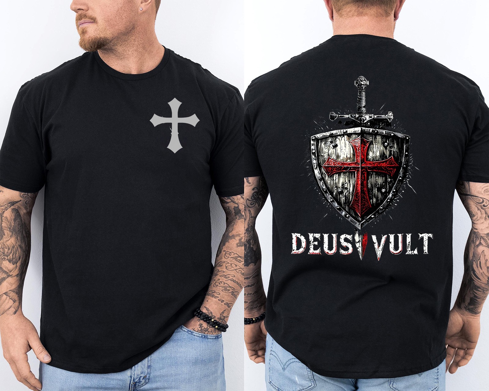 Deus Vult Crusader Shield Templar Cross Knights Medieval History Faith 2 Sided
