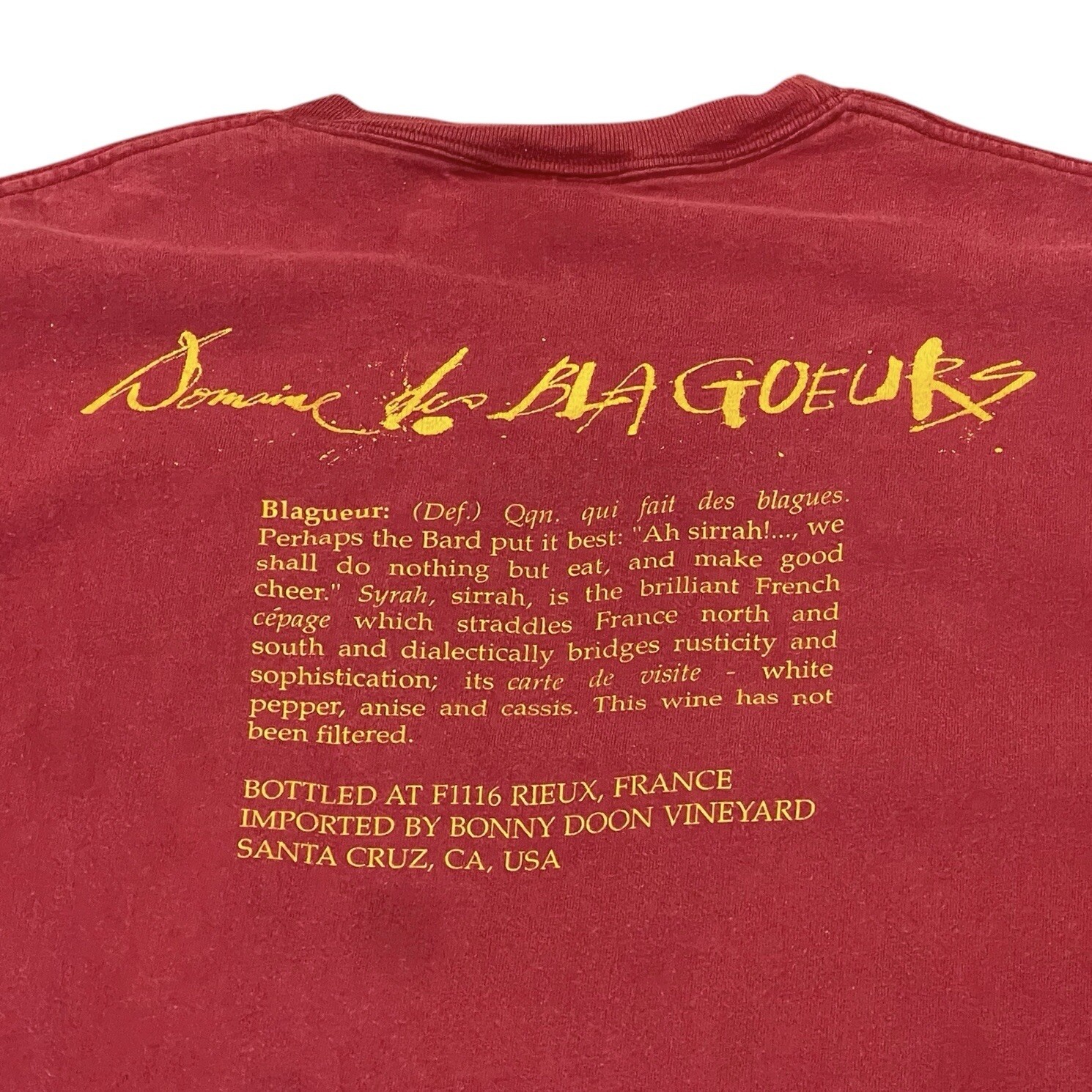 Vintage Ralph Steadman Bonny Doon Vineyard T-shirt Syrah Blagueur Art Tee 1996