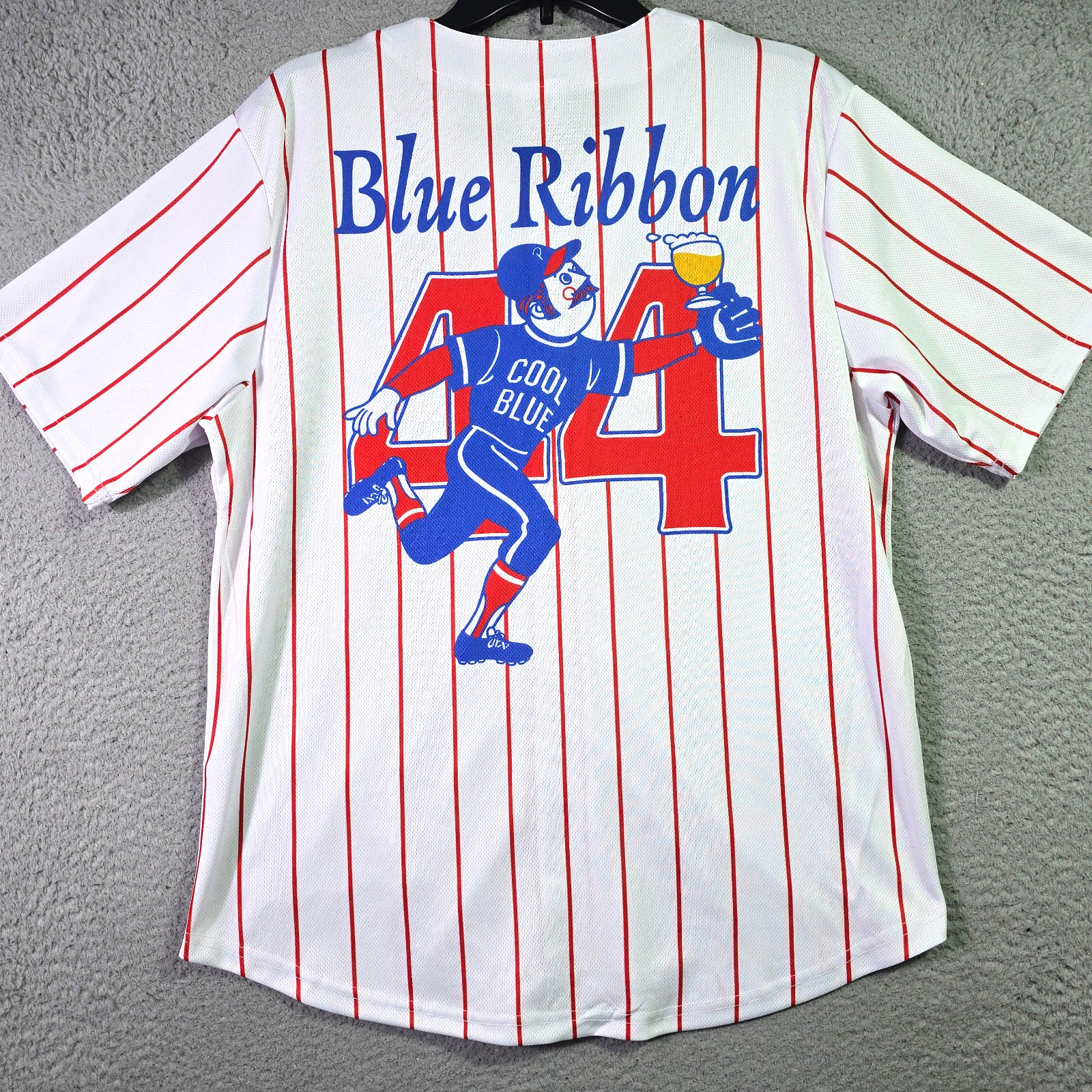 PBR Pabst Blue Ribbon Baseball Jersey Mens Medium White Casual Button Down NWT