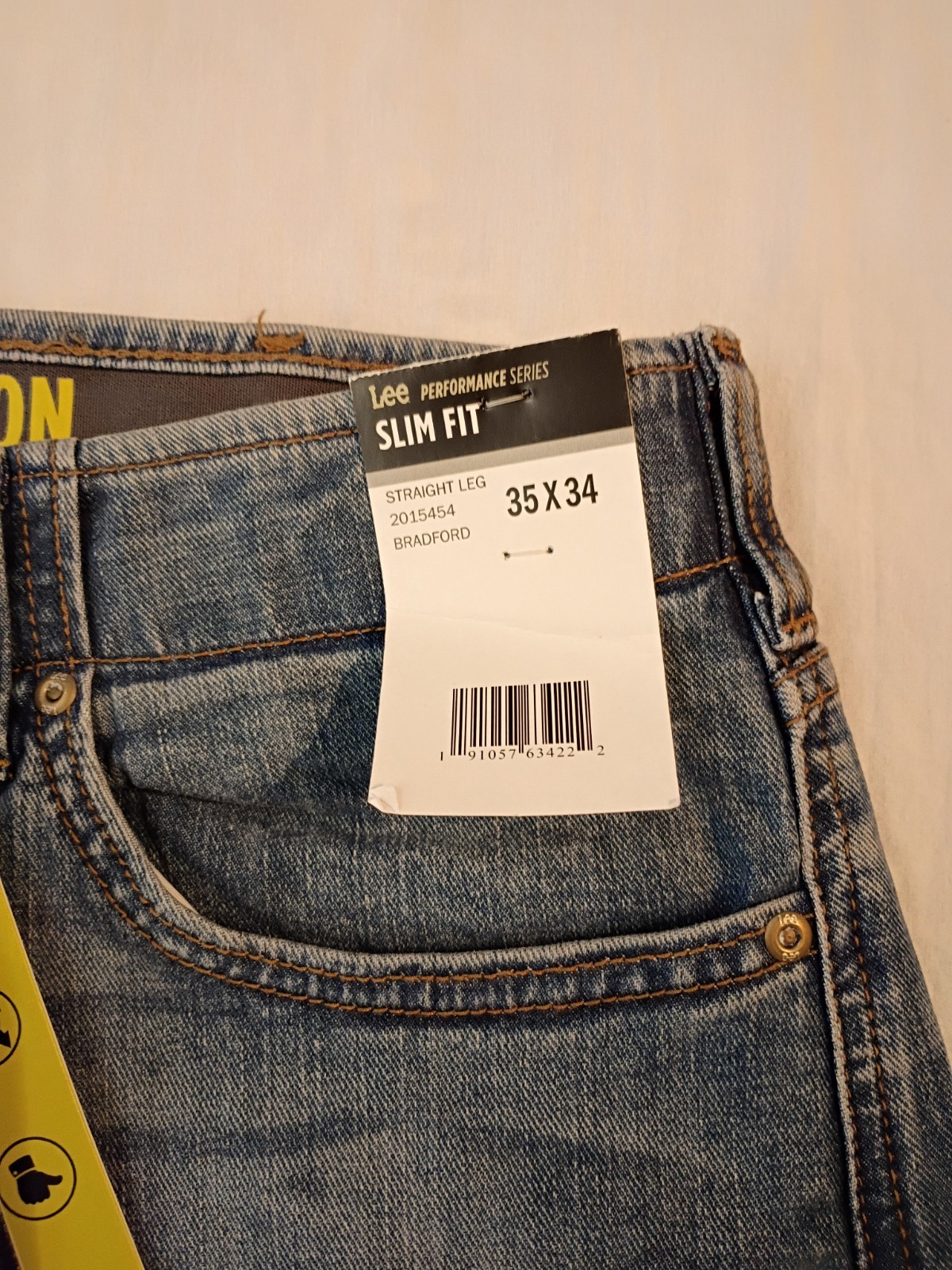 NWT Lee Men’s 35×34 Extreme Motion Slim Fit Denim Blue Jeans Gusseted Crotch