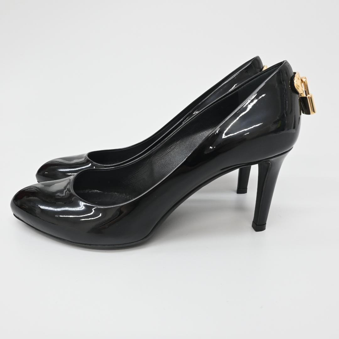 Louis Vuitton Patent Leather Padlock Pumps EU 35 US 5 Heel 7.1-10cm 061528d