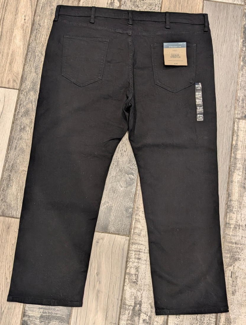 NEW M & S black stretch straight fit jeans W 44 L 29