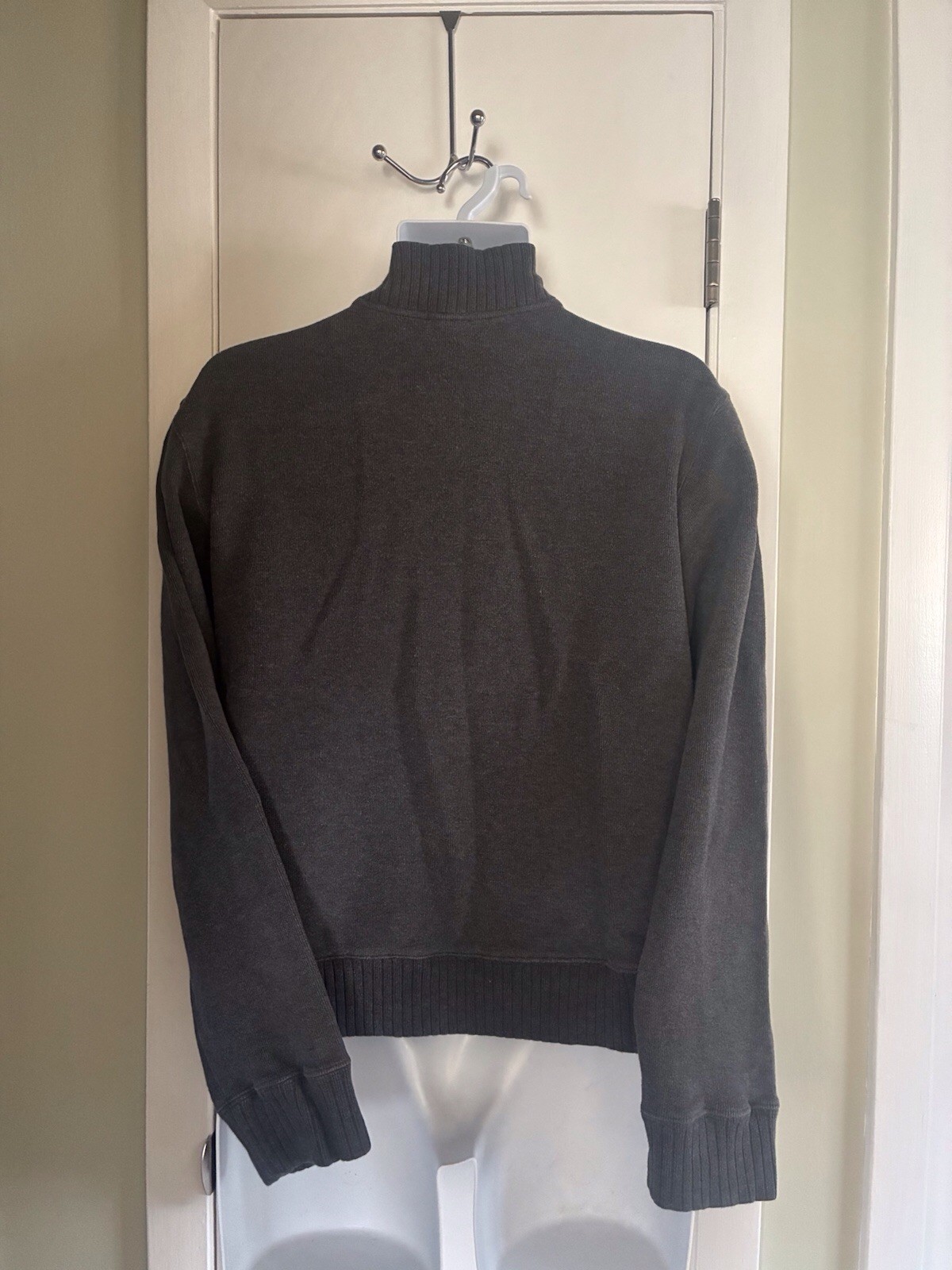 Old Navy Men’s Full Zip Sweater Black Gray Cotton Stand Collar Size M