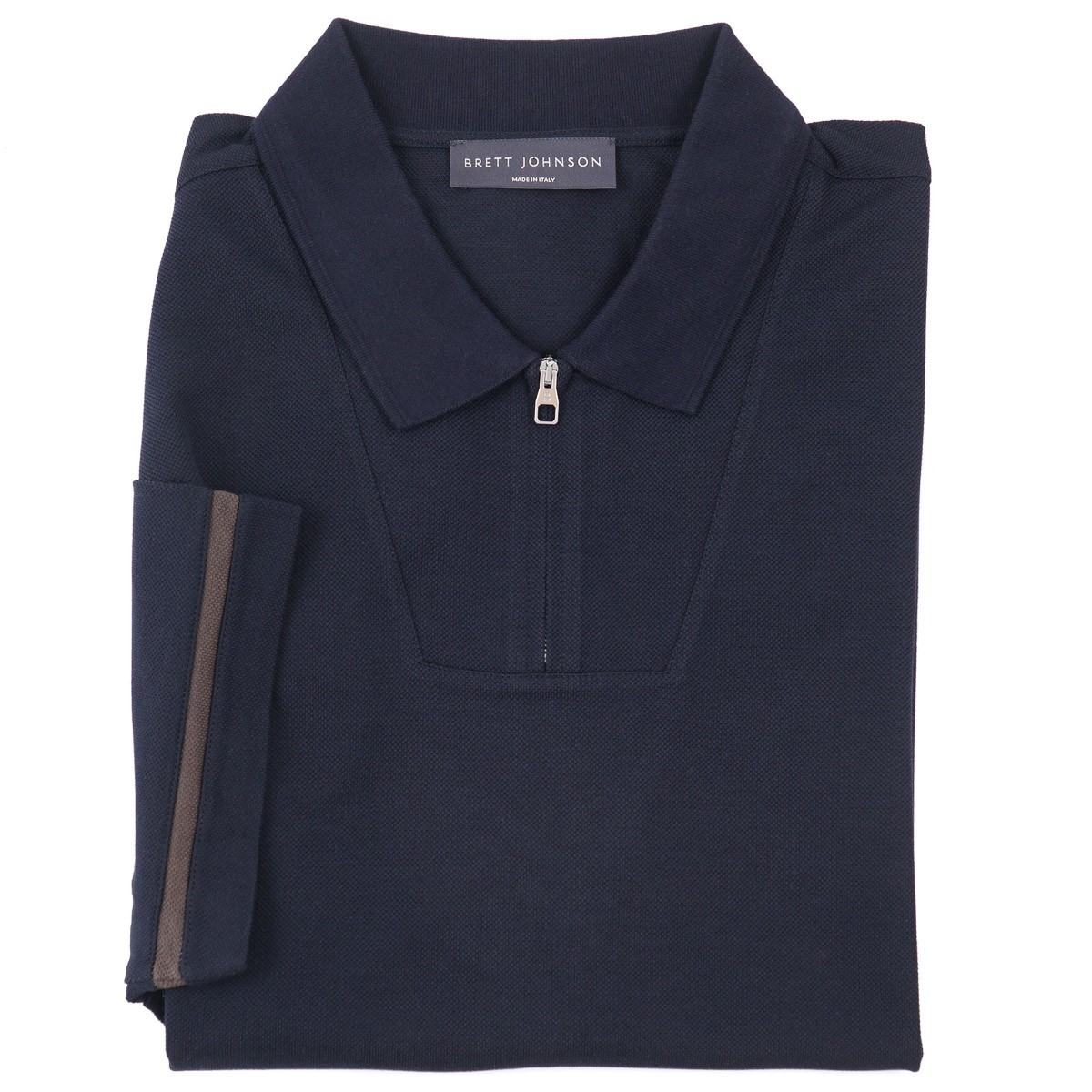 Brett Johnson Classic-Fit Pique Silk-Cotton Zip Collar Polo Shirt XL (Eu 54) NWT