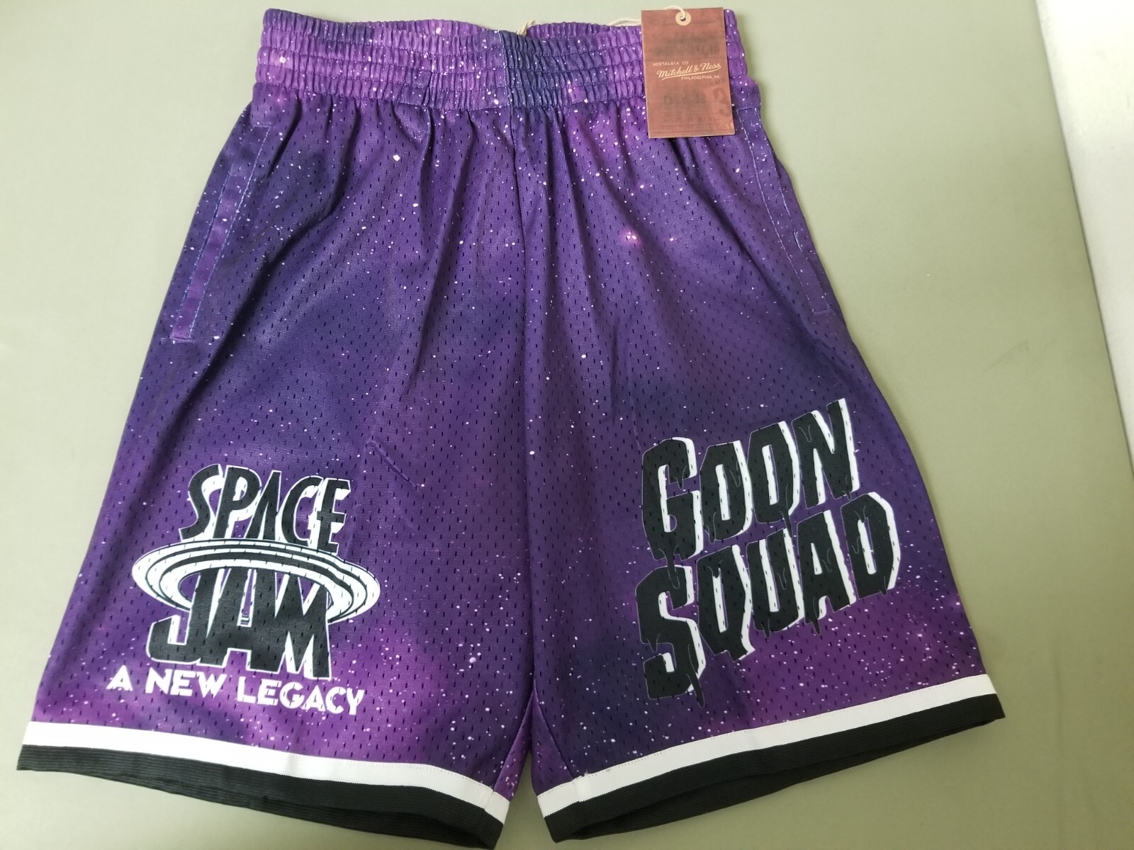 New Mens Mitchell & Ness Space Jam Goon Squad Tie Dye Drawstring Athletic Shorts