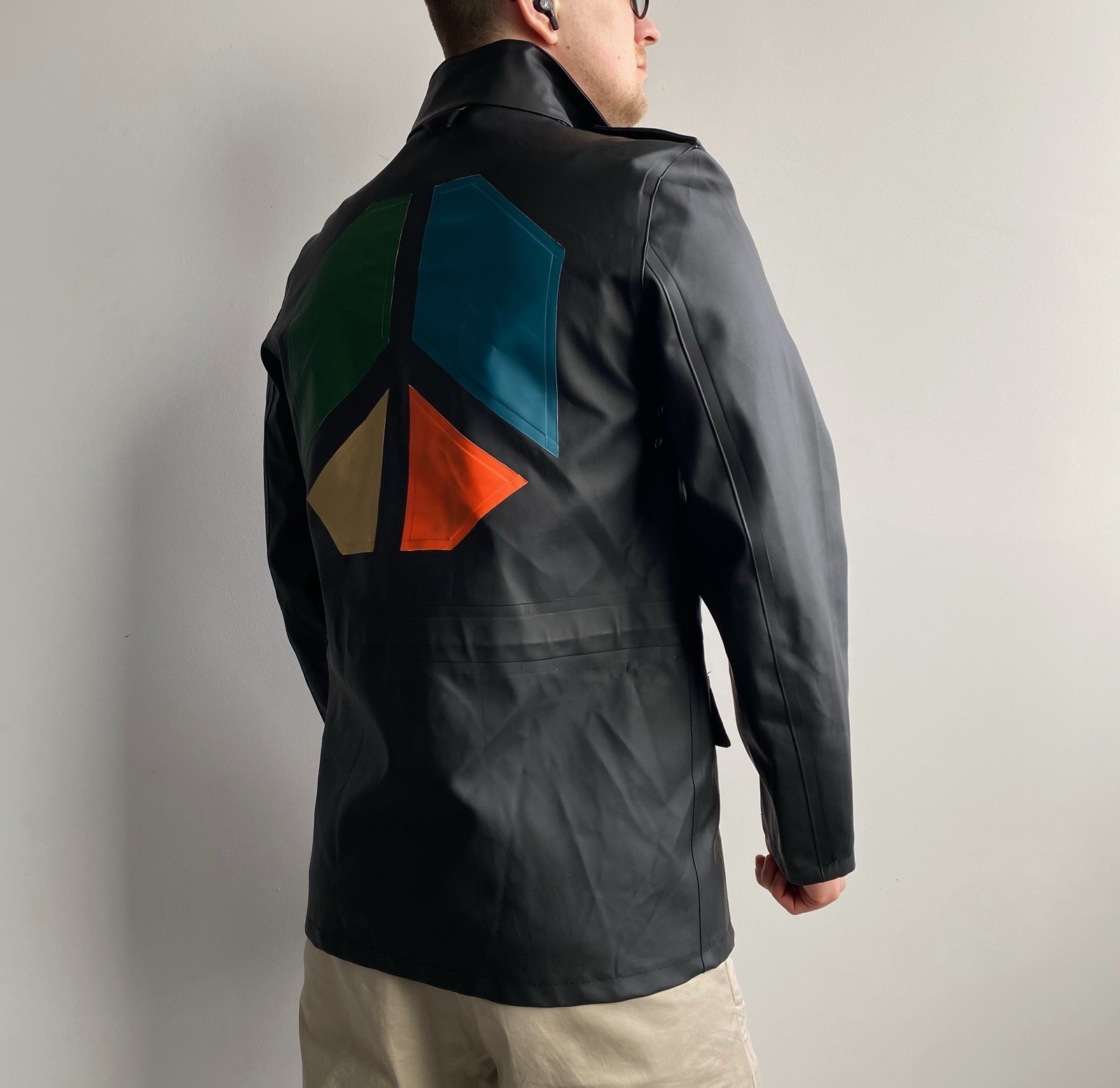 STUTTERHEIM Stockholm Men’s M-65 Rain Coat Black Jacket Size M
