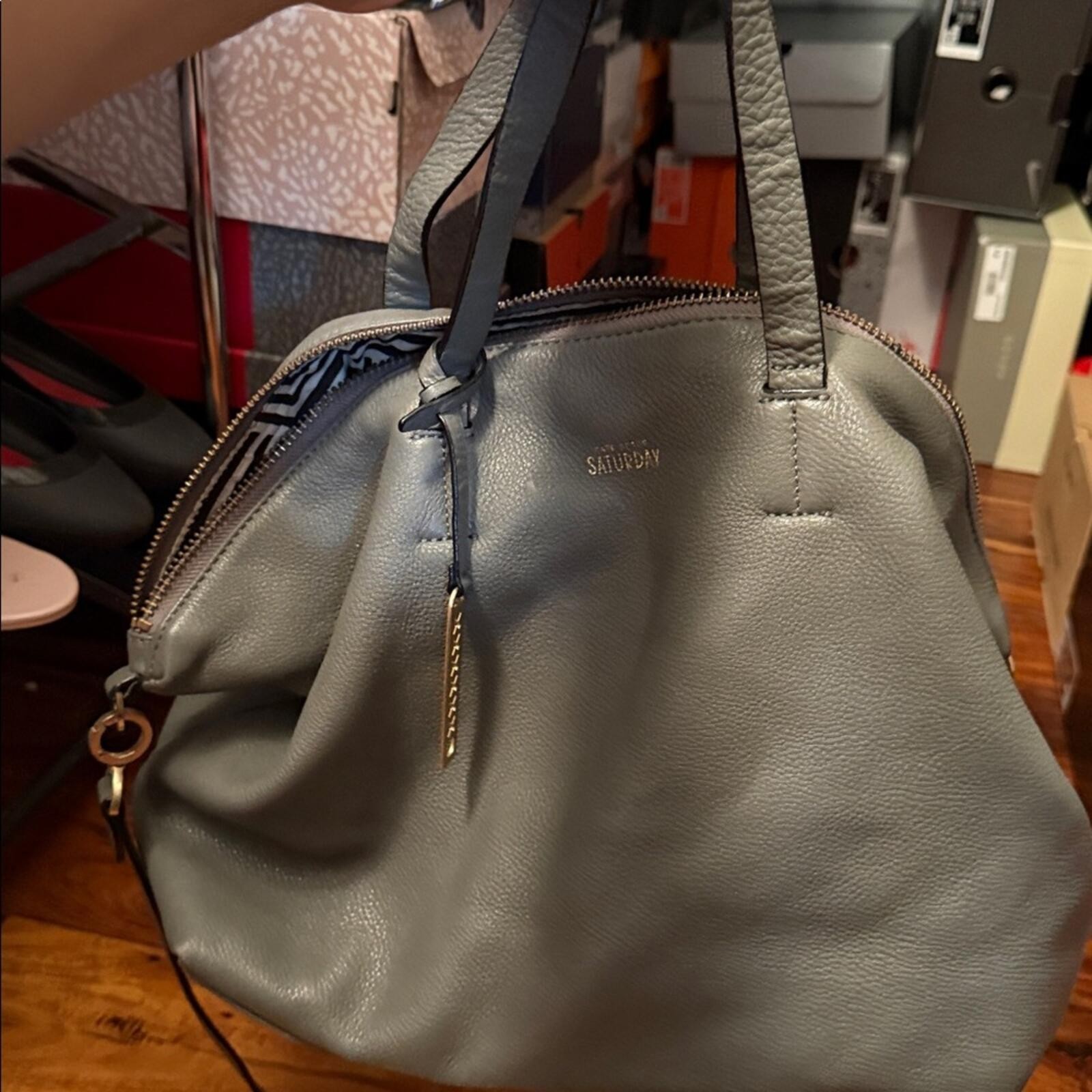 Kate Spade Saturday Collection Grey Leather Tote Bag