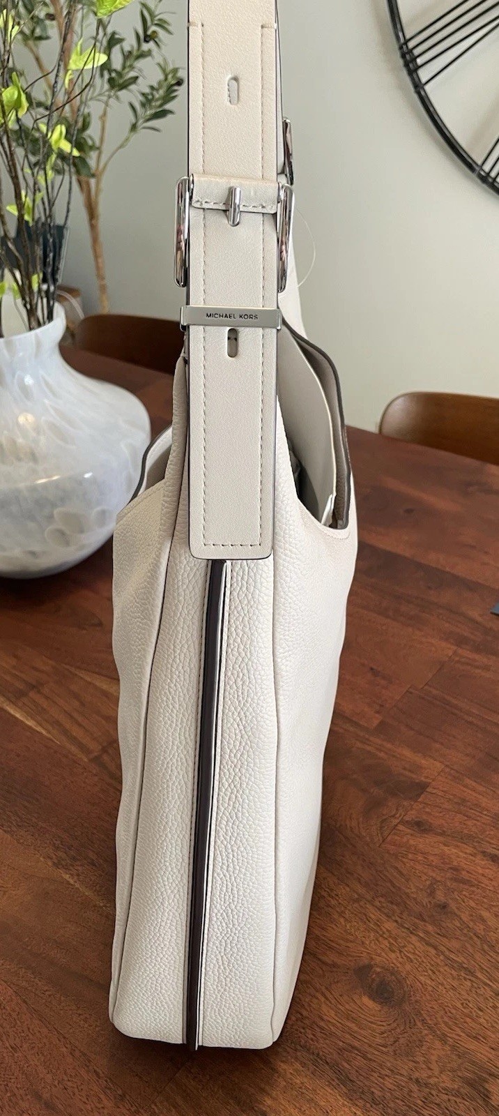 Michael Kors Nolita Large Leather Hobo Shoulder Bag in Light Sand NWT