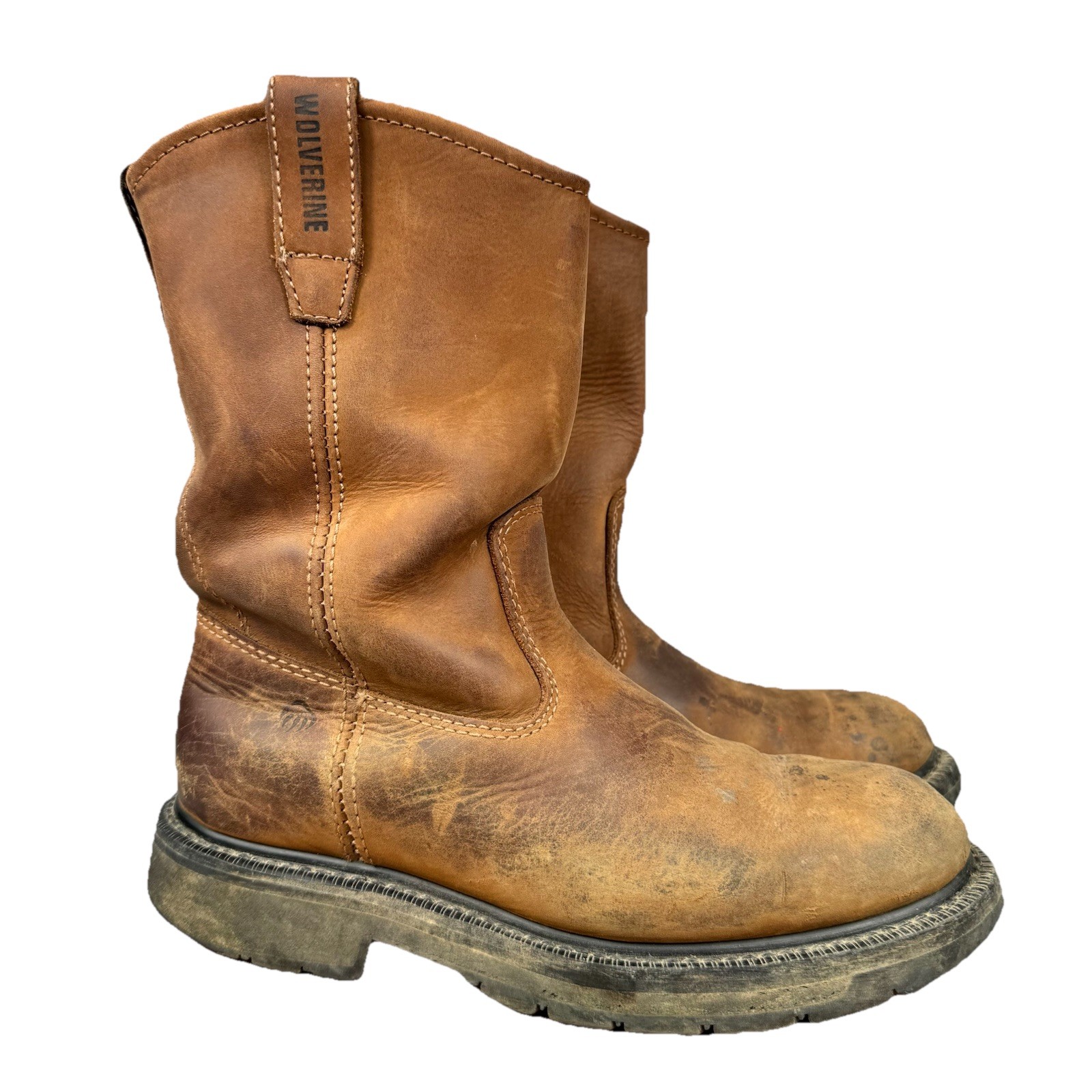 Wolverine Boots Mens 8 W Wellington Pull On Brown Leather Work Soft Toe W04727