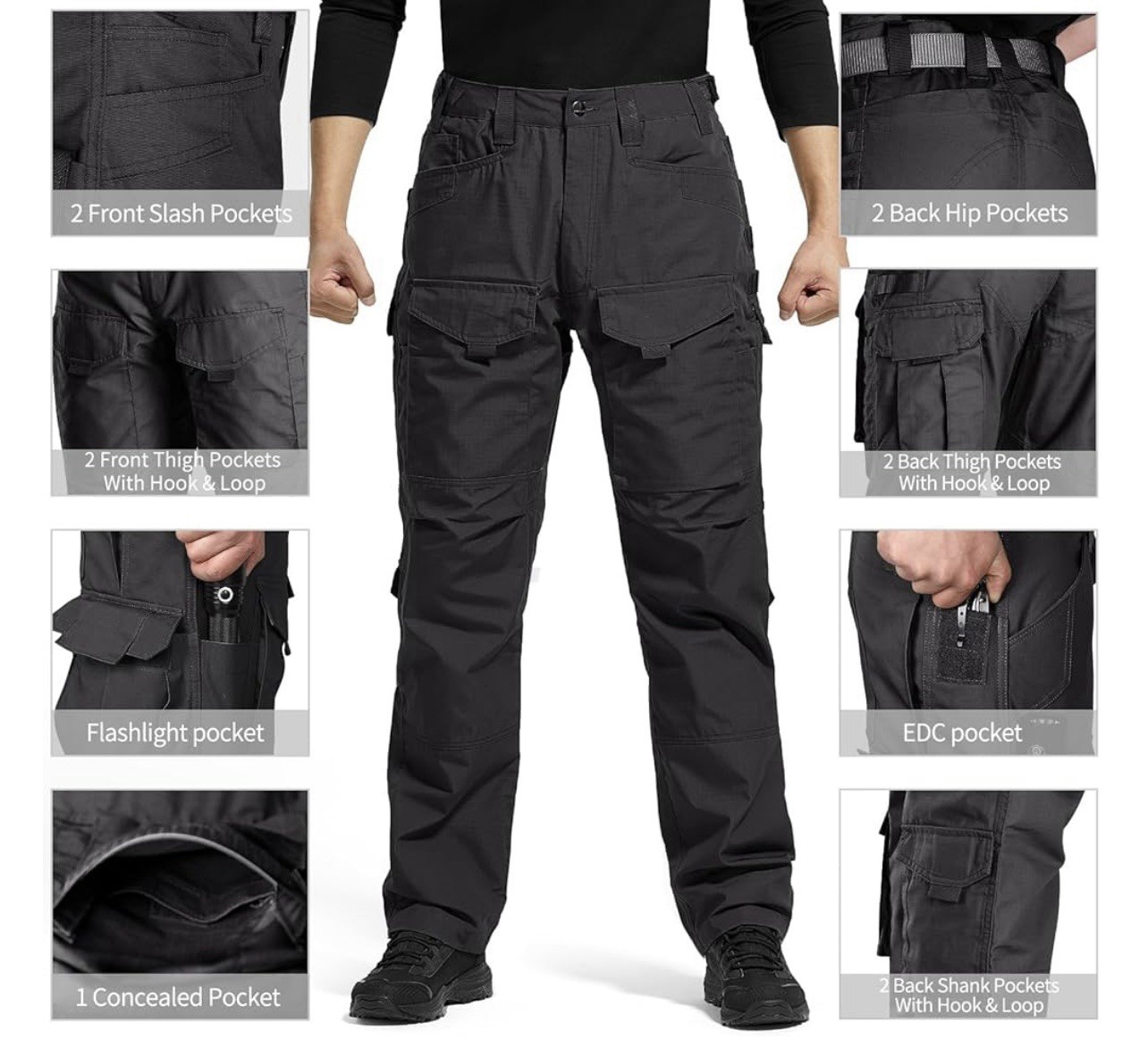 Free Soldier Outdoor Hiking Tactical Pants Black Men’s Sz 38×32