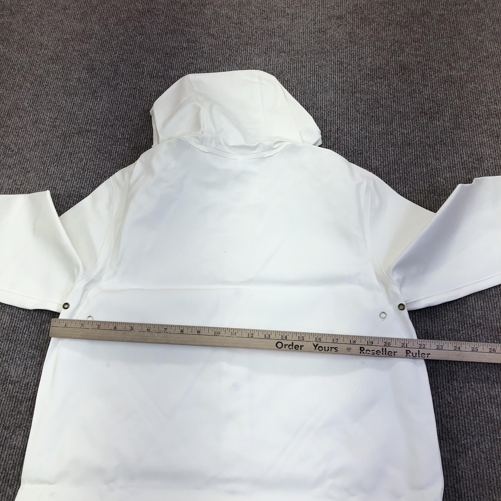 Stutterheim Coat Mens Medium White Stockholm Hooded Rain Waterproof Rubberized