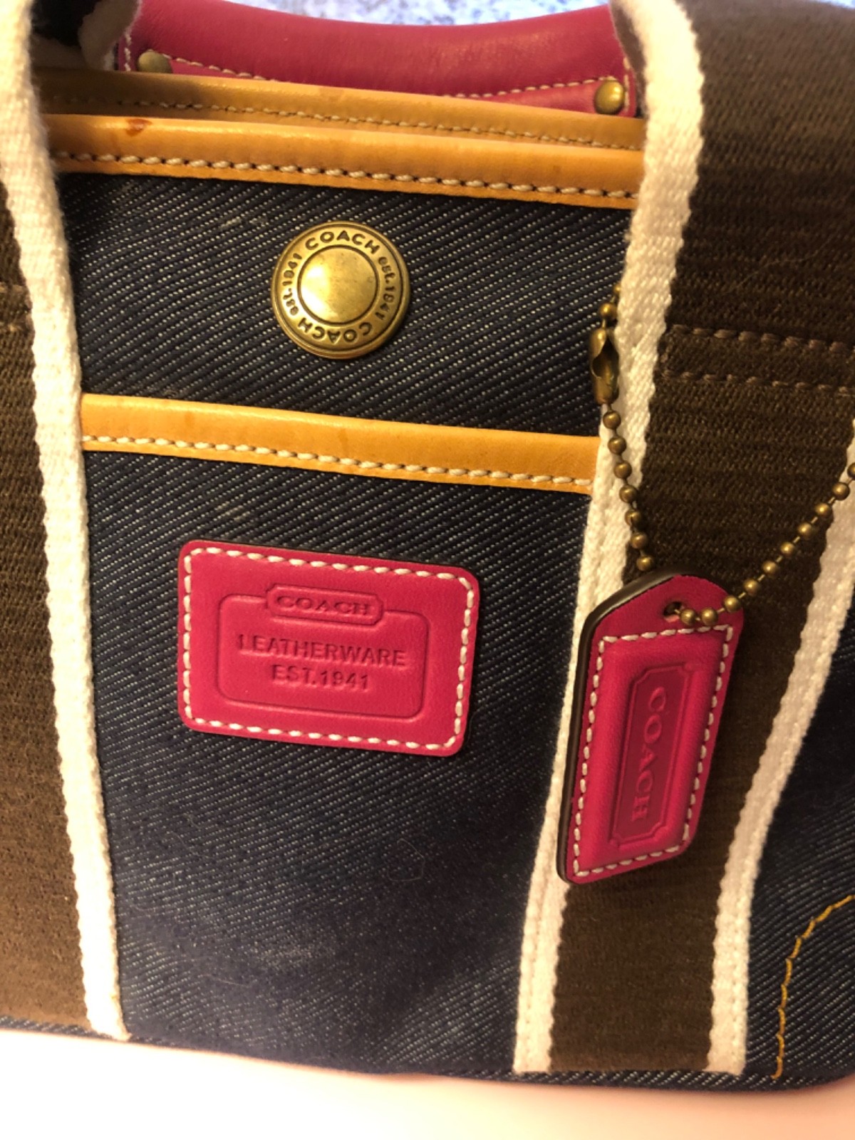 COACH Hampton Weekend Mini Tote Bag Blue Denim Pink Y2K B04M-4497 Vintage w/ TAG