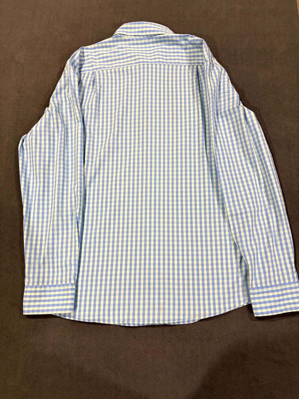 Sonoma Shirt Mens Large Gray Gingham Check Performance Stretch Pleated Button Up