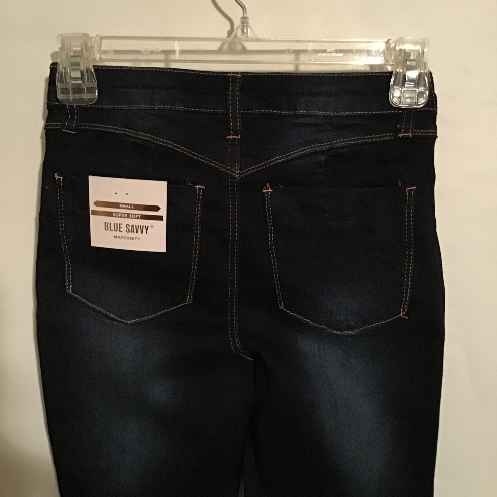 Blue Savvy Maternity Stretch Denim Jeans Side Panel Dark Wash Womens Size S New