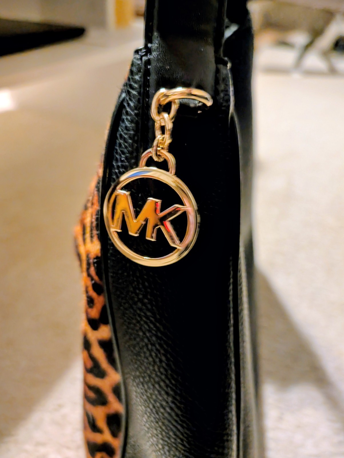 Michael Kors Nayla Medium Leopard Print Calf Hair Shoulder Bag NWT