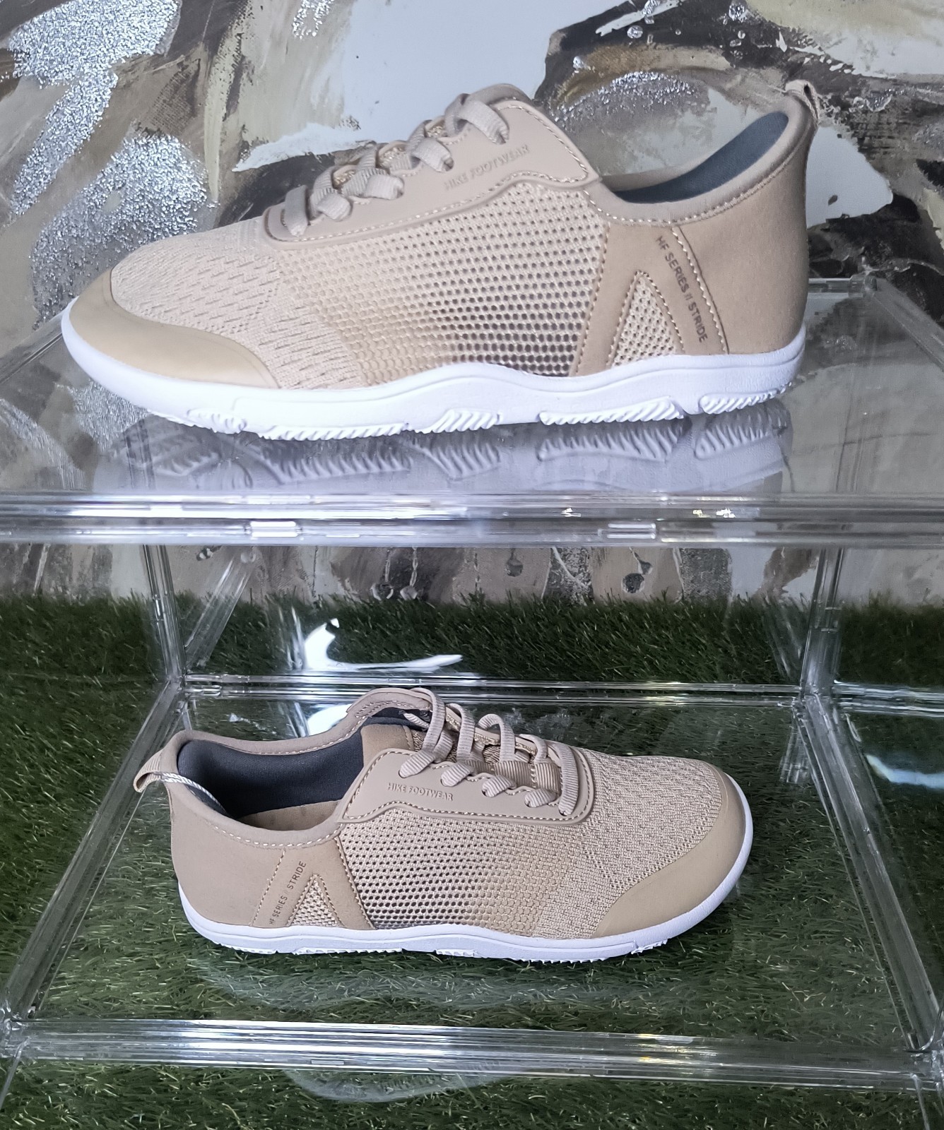 HIKE HF Stride Low Top Lace Up Athletic Sneakers Beige White 6 women 4Men