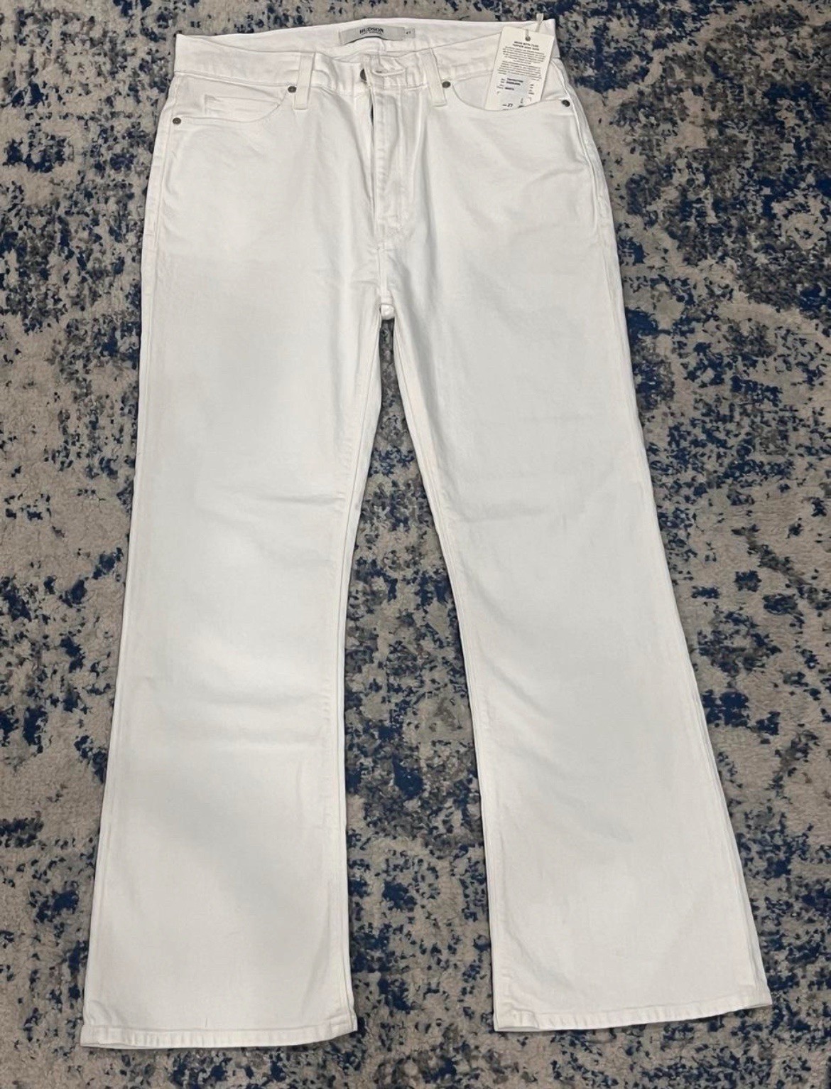 Hudson Women’s High-Rise Bootcut Crop White Denim Jeans, 5-Pocket Size 27