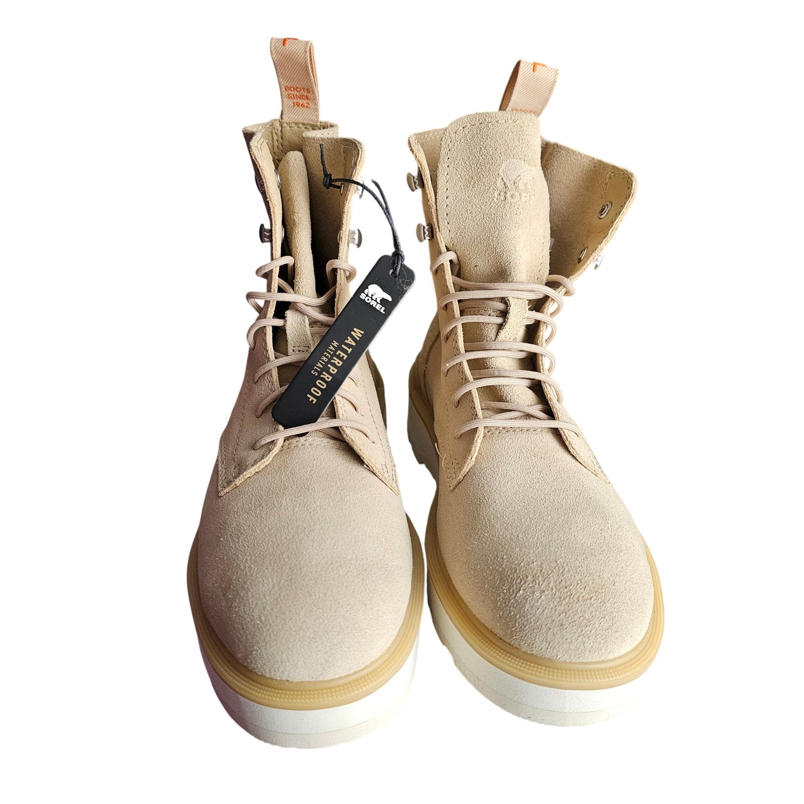SOREL Hi-Line Lace-up Mid-Shaft Lug-Sole Booties – US Size 7.5 Ceramic – #884