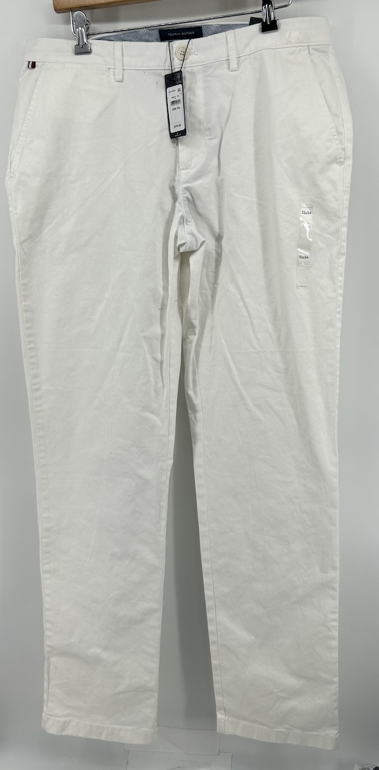 Tommy Hilfiger THFLEX Regular Fit Stretch White Cotton Pants Men’s 32×34 NWT