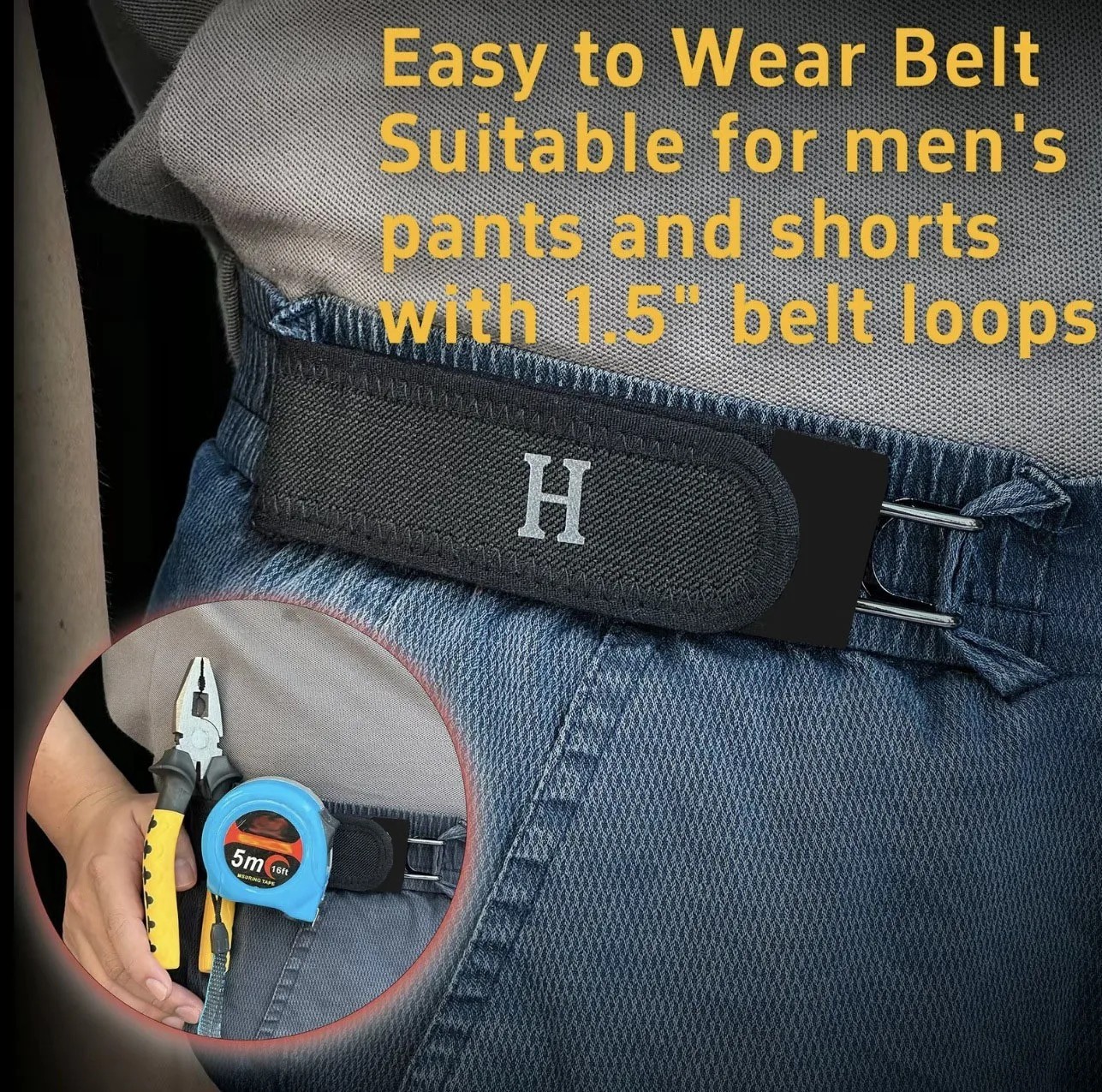 2 Pack Buckleless Elastic Belt Adjustable Waist Belt for Men Women