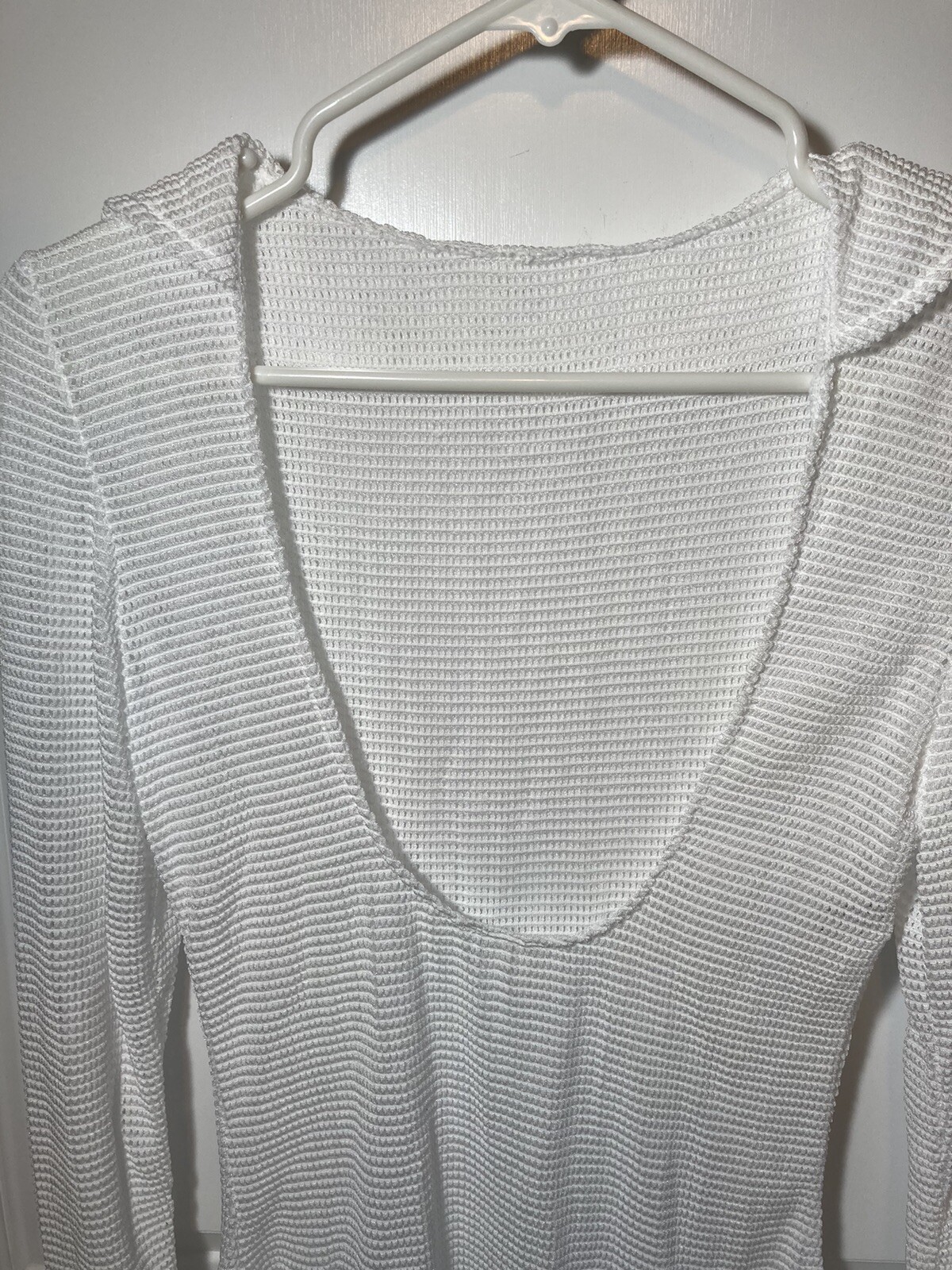 Swimsuit Cover-Up White Shein Long Sleeve Deep U Neckline New W/O Tags G2