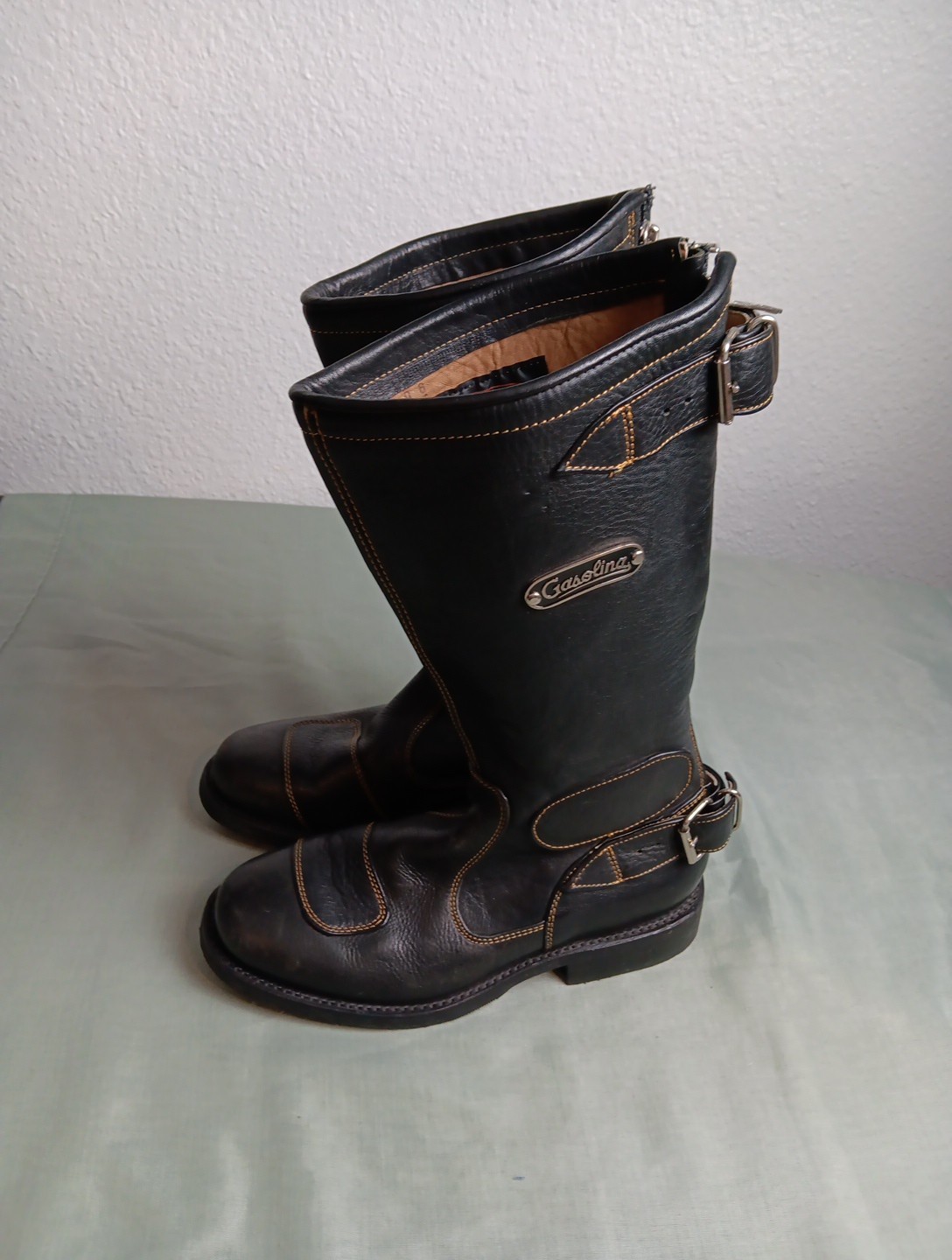 GASOLINA Classic CAFE RACER Motorcycle Boots M 6D / W 8 Black Leather