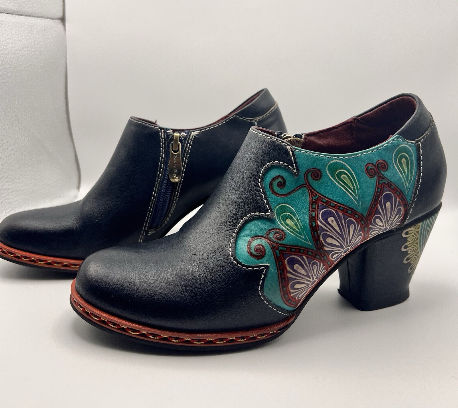 L’Artiste by Spring Step Zami Blue Leather Shoes Bootie Women’s Size 35 US 5