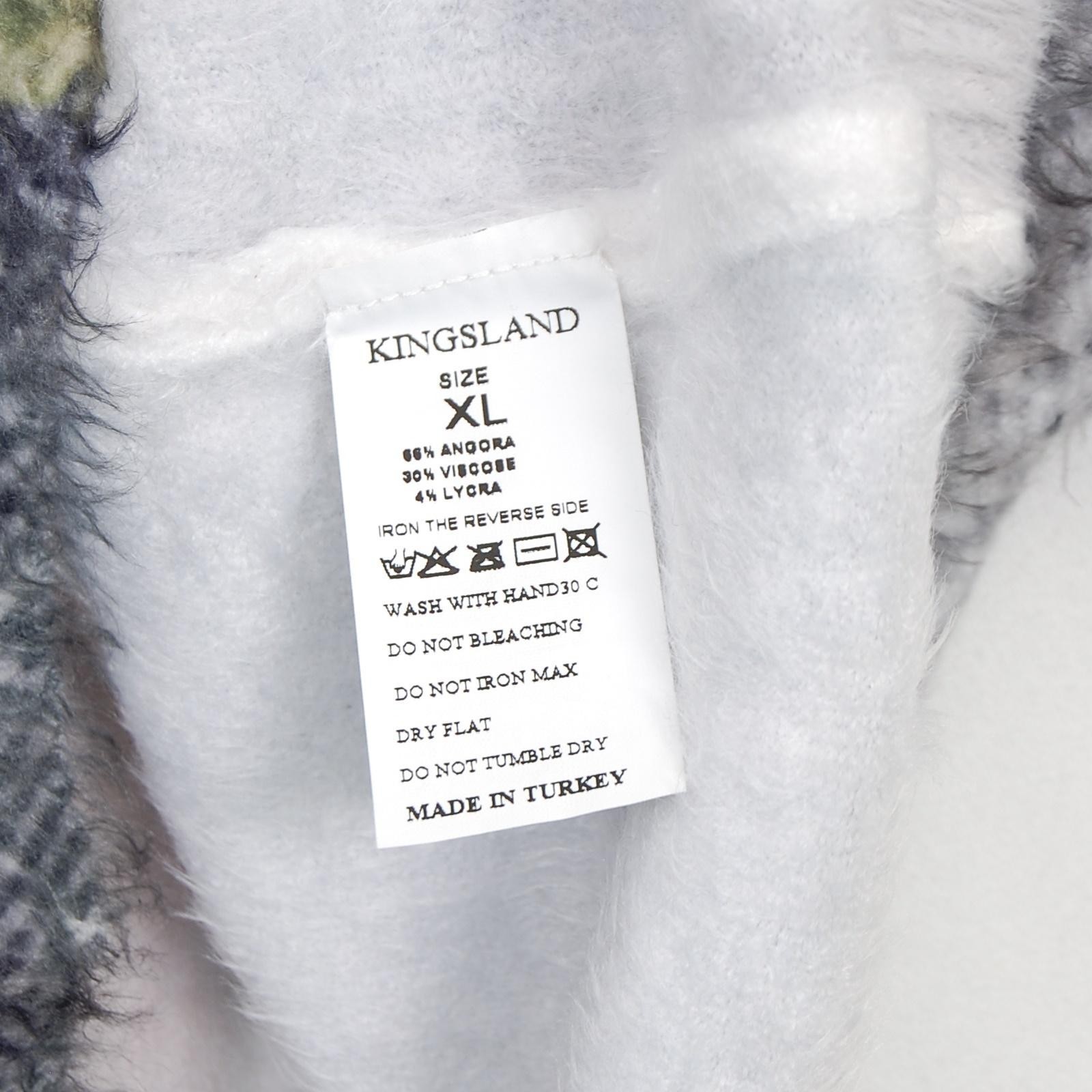 Kingsland Sweater Womens XL Multicolor Angora Blend Fuzzy Patchwork Pullover