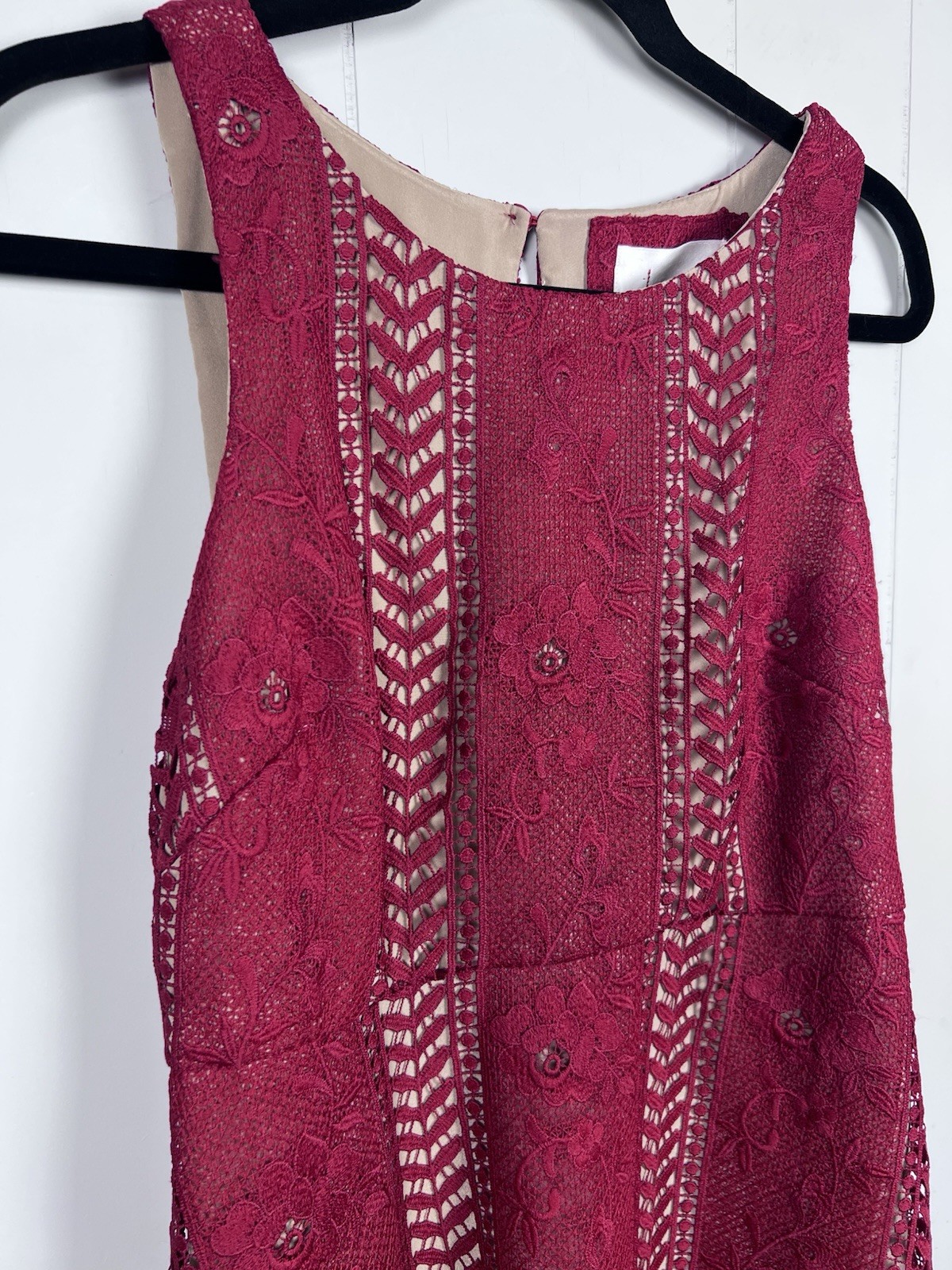 Anthropologie Red Lace Sleeveless A-Line Dress size 4