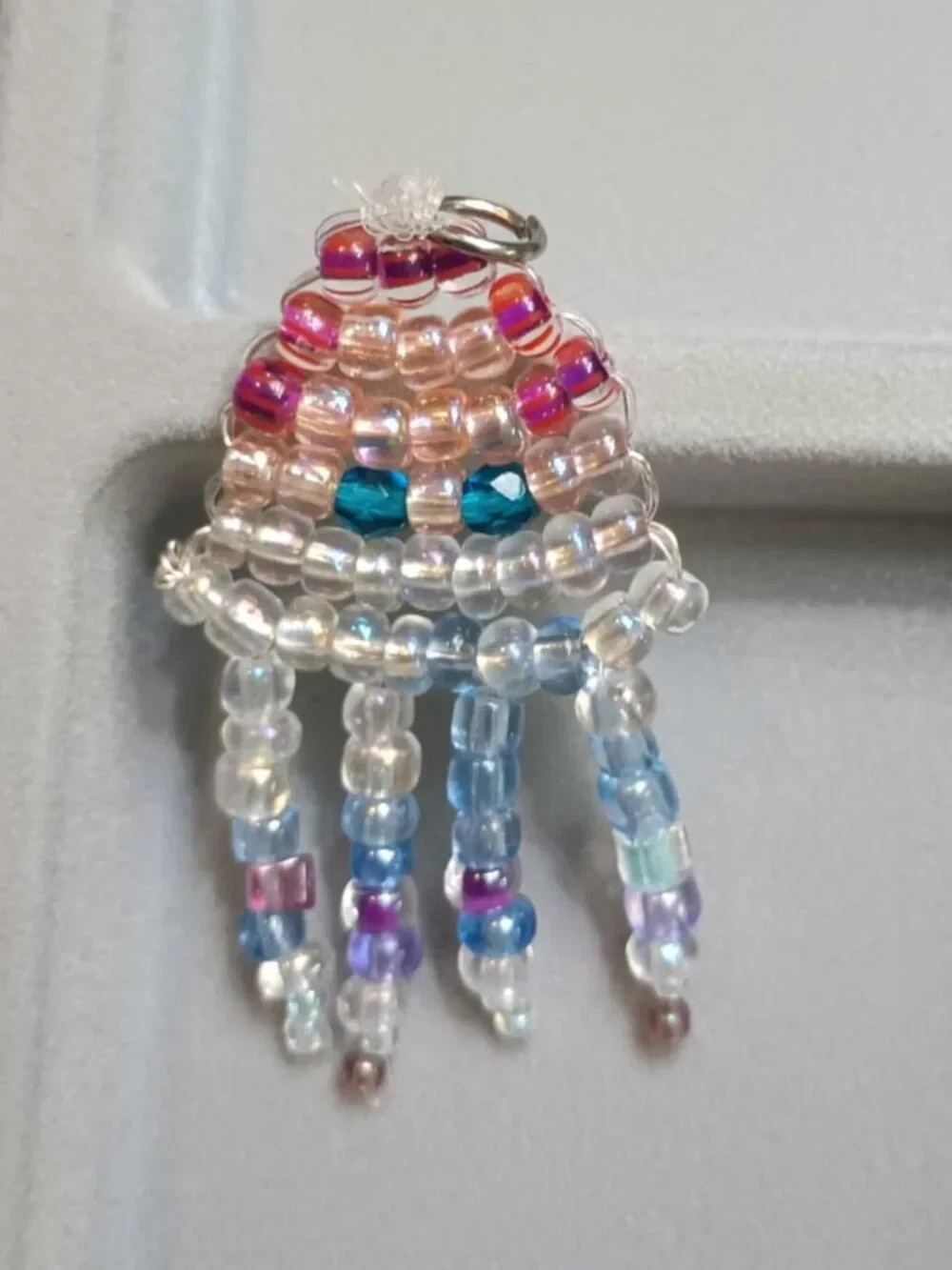 Handmade Beaded Keychain Charm Pendants Apple and Jellyfish Kawaii Adorable Y2K