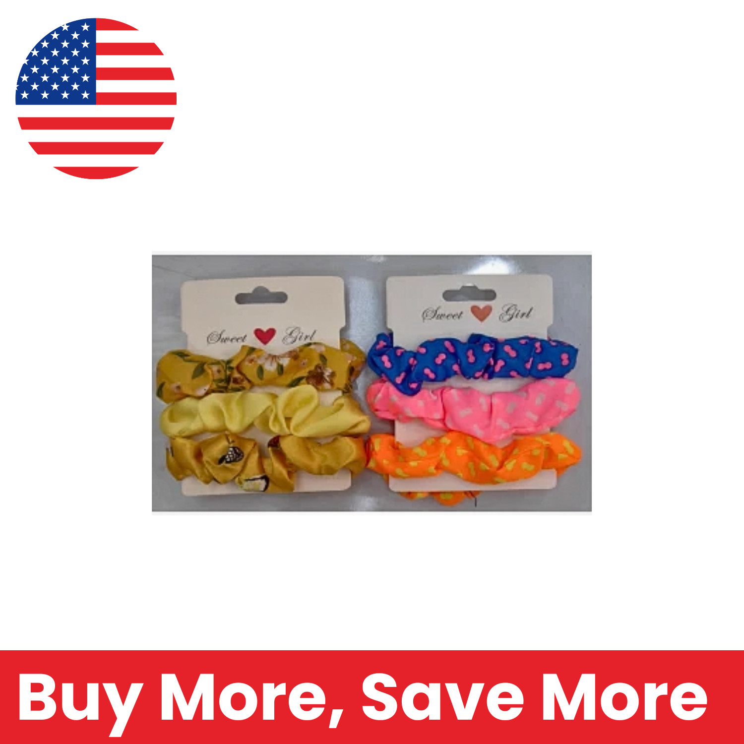 Sweet Girl Scrunchie 3-Piece Set – Floral, Solid, Patterned (Y30327)