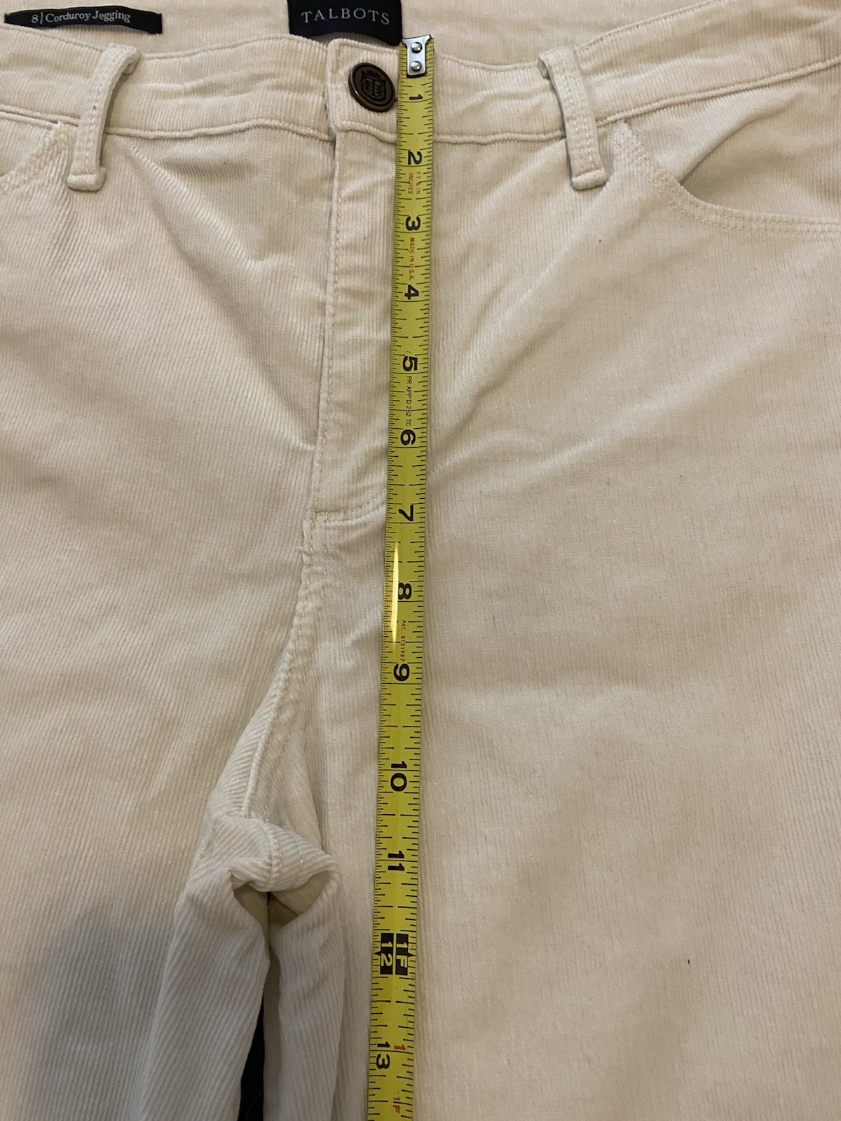 Talbots Ivory Corduroy Jegging Jeans Women’s Size 8 Mid Rise 5-Pocket