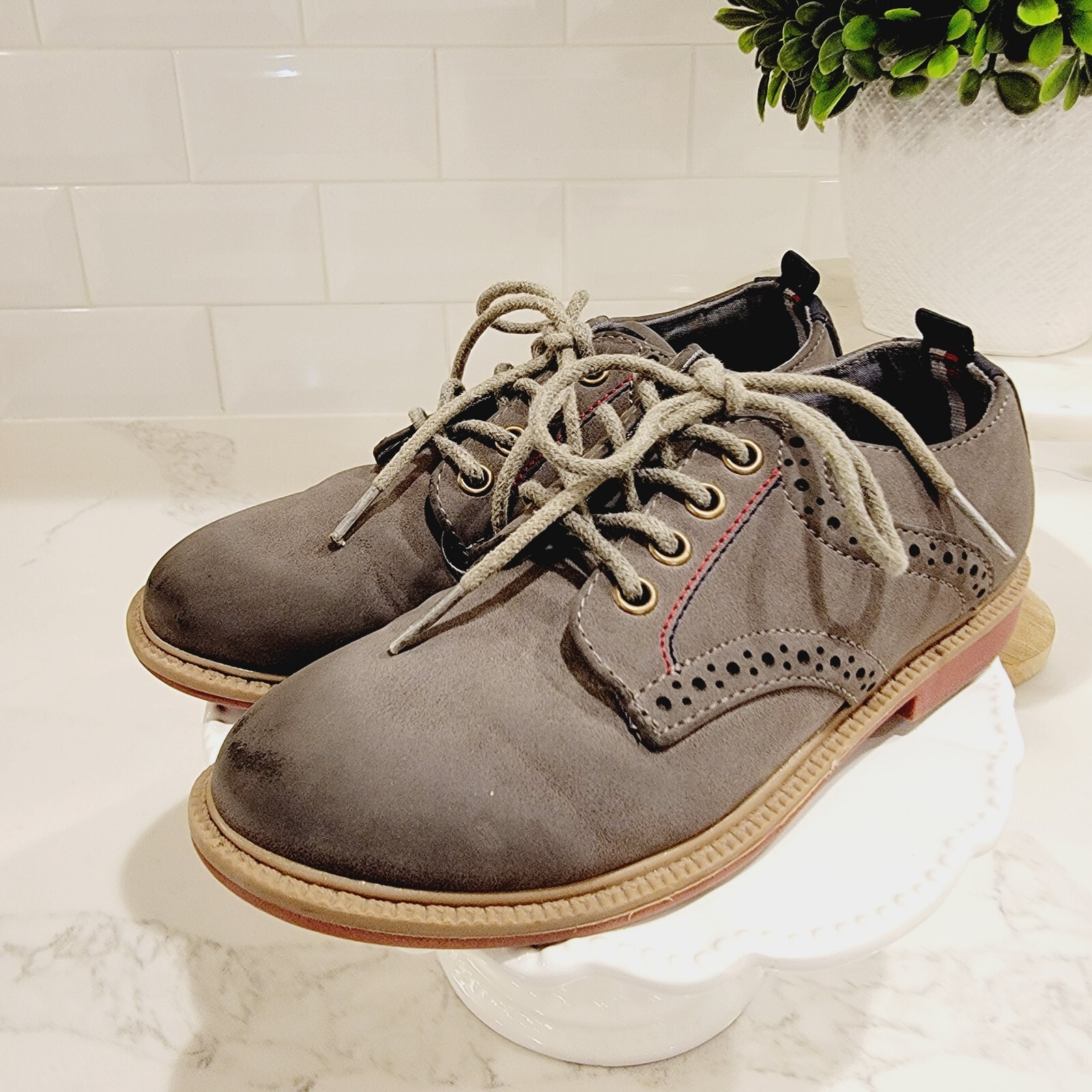 TOMMY HILFIGER Michael Pearl Boys Oxford Grey Lace Up Shoes Size 12