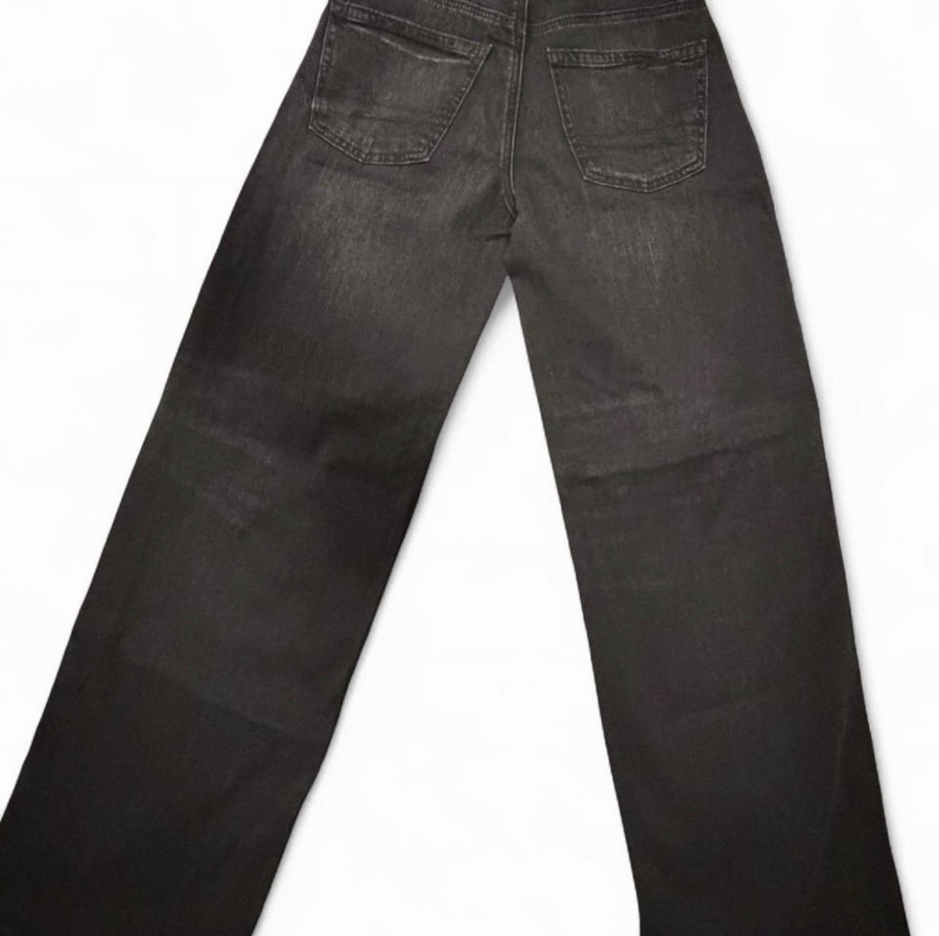 American Eagle Wide-Leg Baggy Low-Rise Stretch Denim Jeans Faded Black Women
