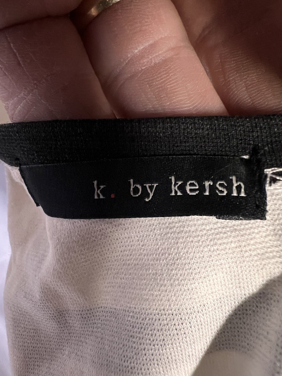 K by Kersh White & Black Windowpane Grid Striped 3/4 Sleeve Knit Dress