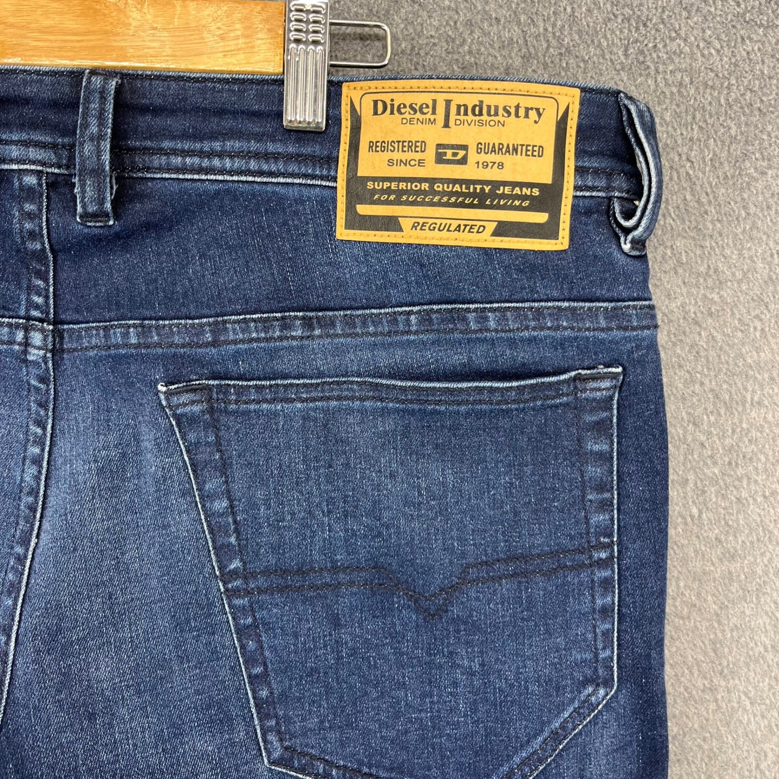 Diesel Thommer-R Slim Jeans Mens 36×32 Dark Blue Wash Stretch Denim Trousers NEW