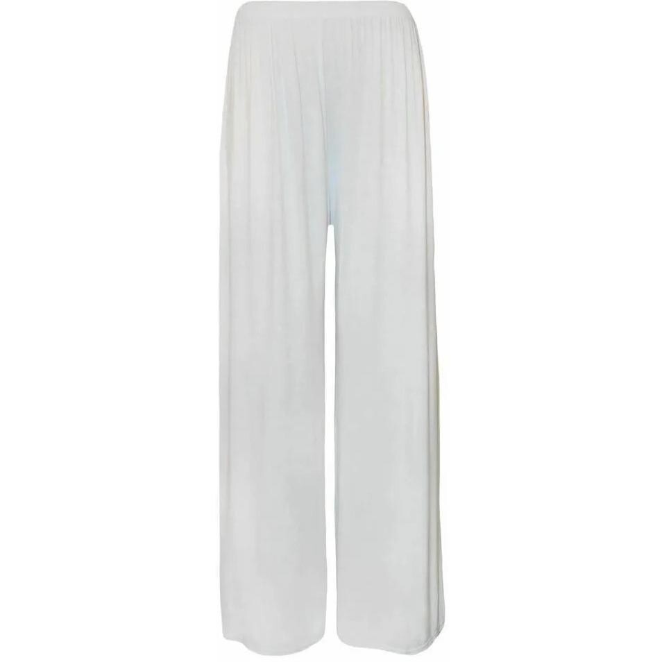 Ladies Palazzo Wide Leg Flared Elasticated Stretch Plain Trousers Womens Wide