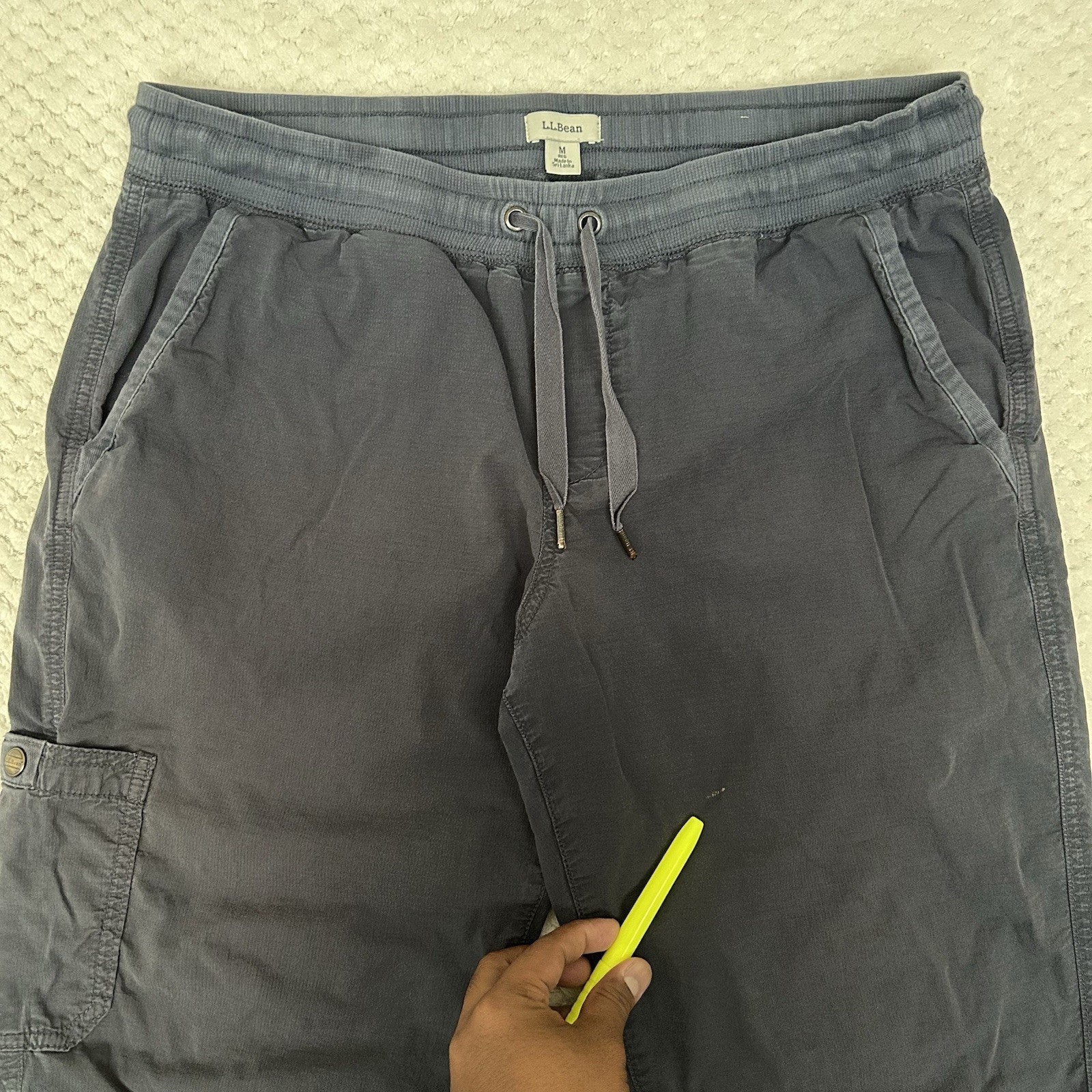 LL Bean Ripstop Cargo Pants Women M Navy blu Straight Leg Drawstring 505027