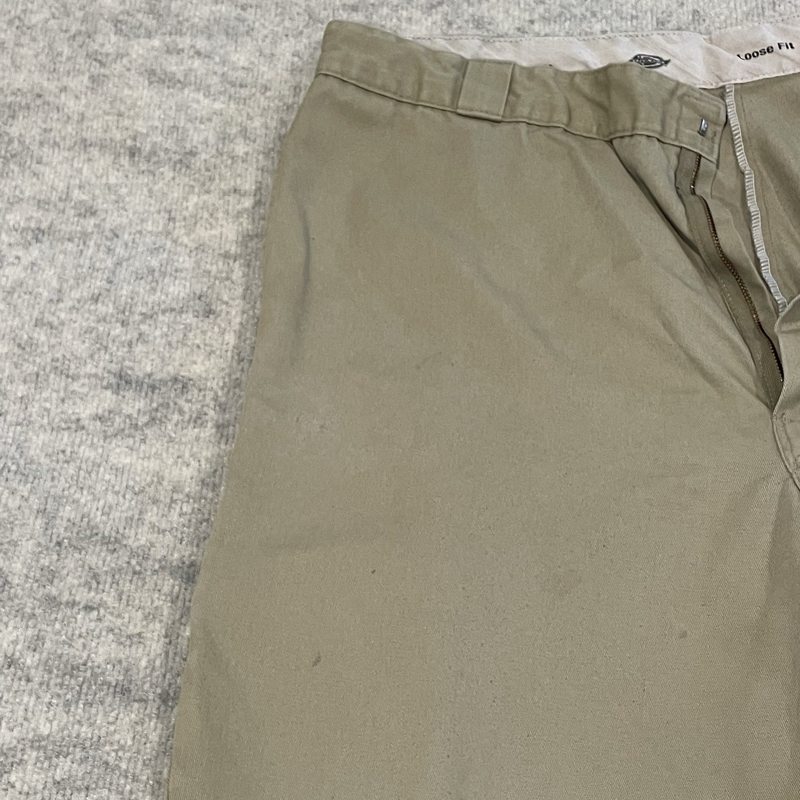 Dickies Men Loose Fit Double Knee Work Pants Khaki 40×32 Distressed Skater 85283