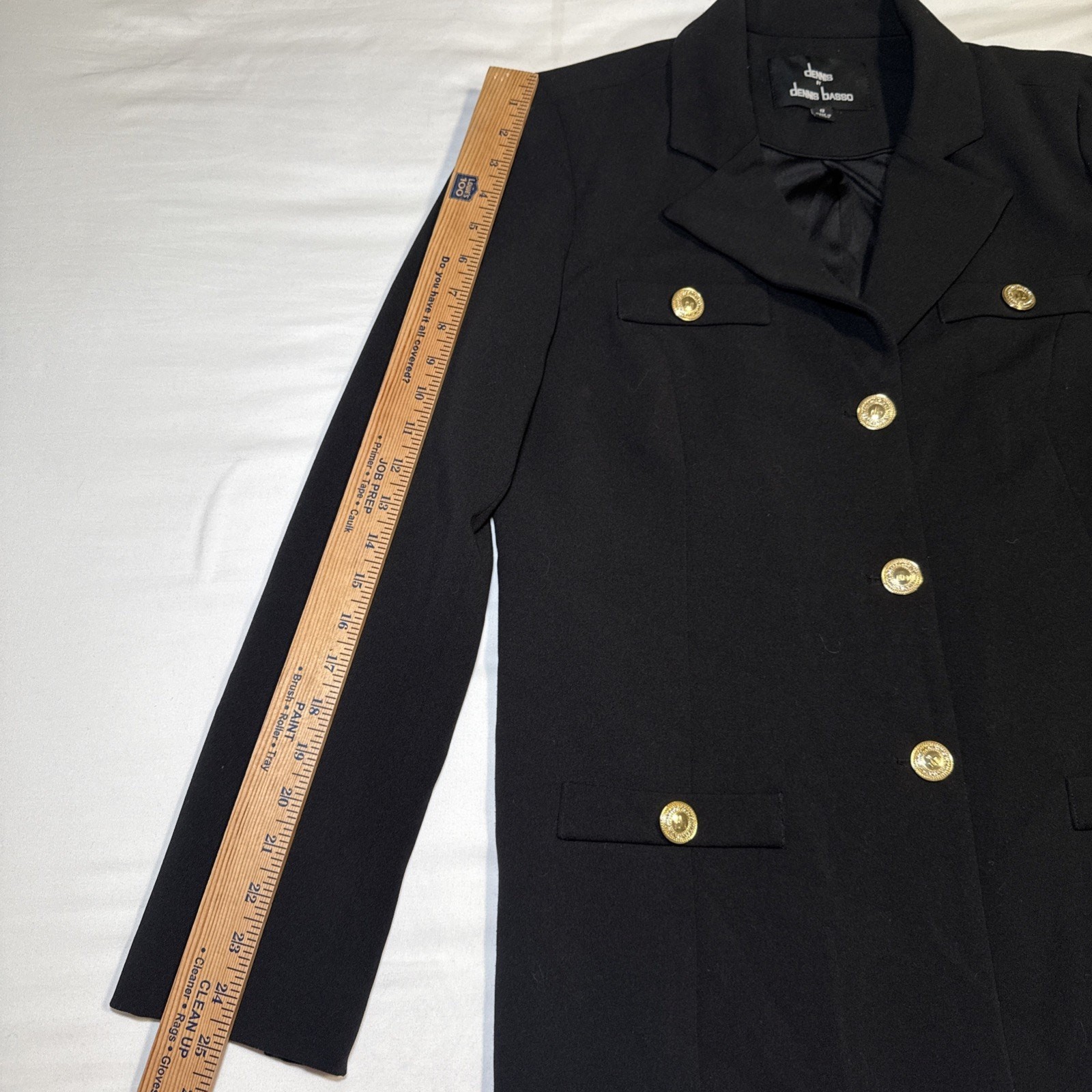 Dennis by Dennis Basso Ponte Knit Lined Blazer Black Mid Length Womens 12 EUC
