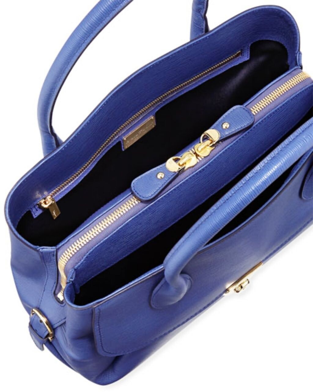 SALVATORE FERRAGAMO Bue Iris Fiamma Shoulder Bag Padlock Tote Leather Satchel