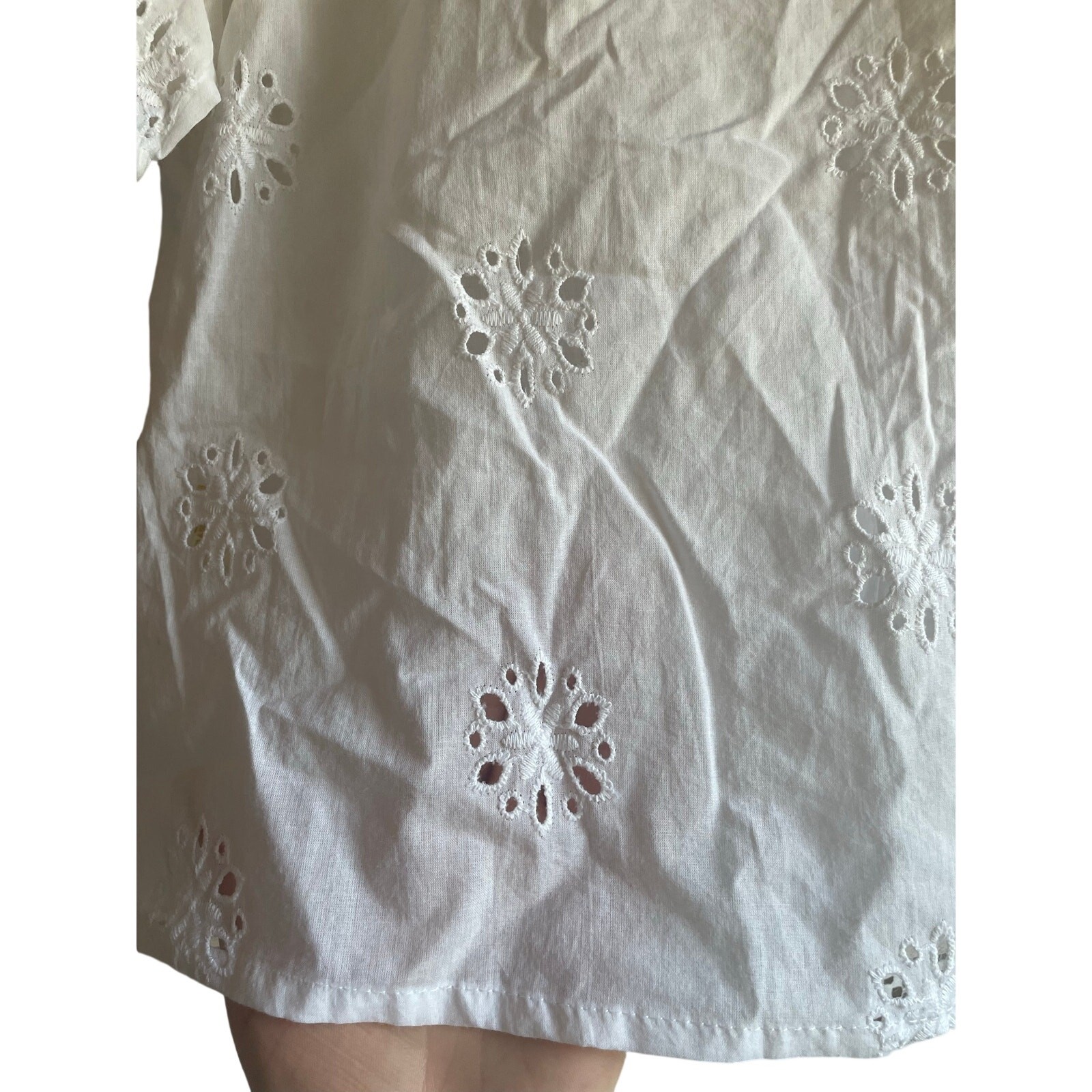 Cropped Cotton Eyelet Blouse MEDIUM Bright White NWT!
