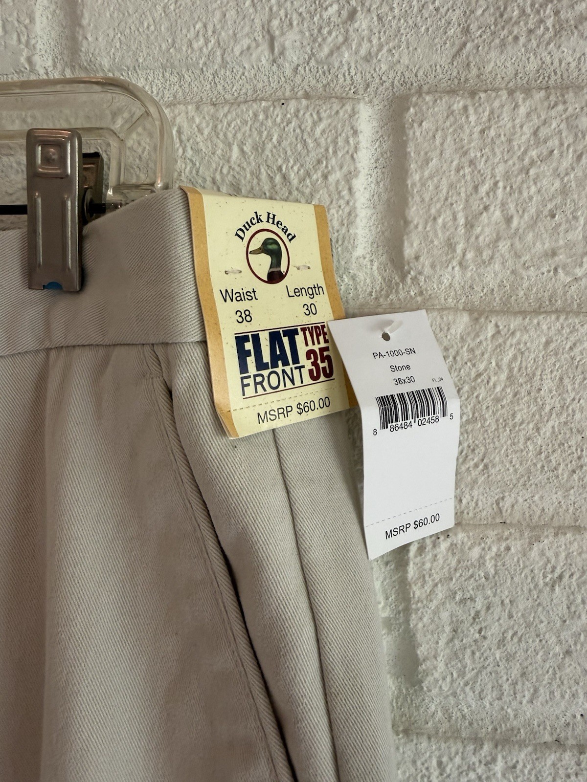 NWT Duck Head Flat Front Type 35 Original Fit Classic Khaki Pants 38×30